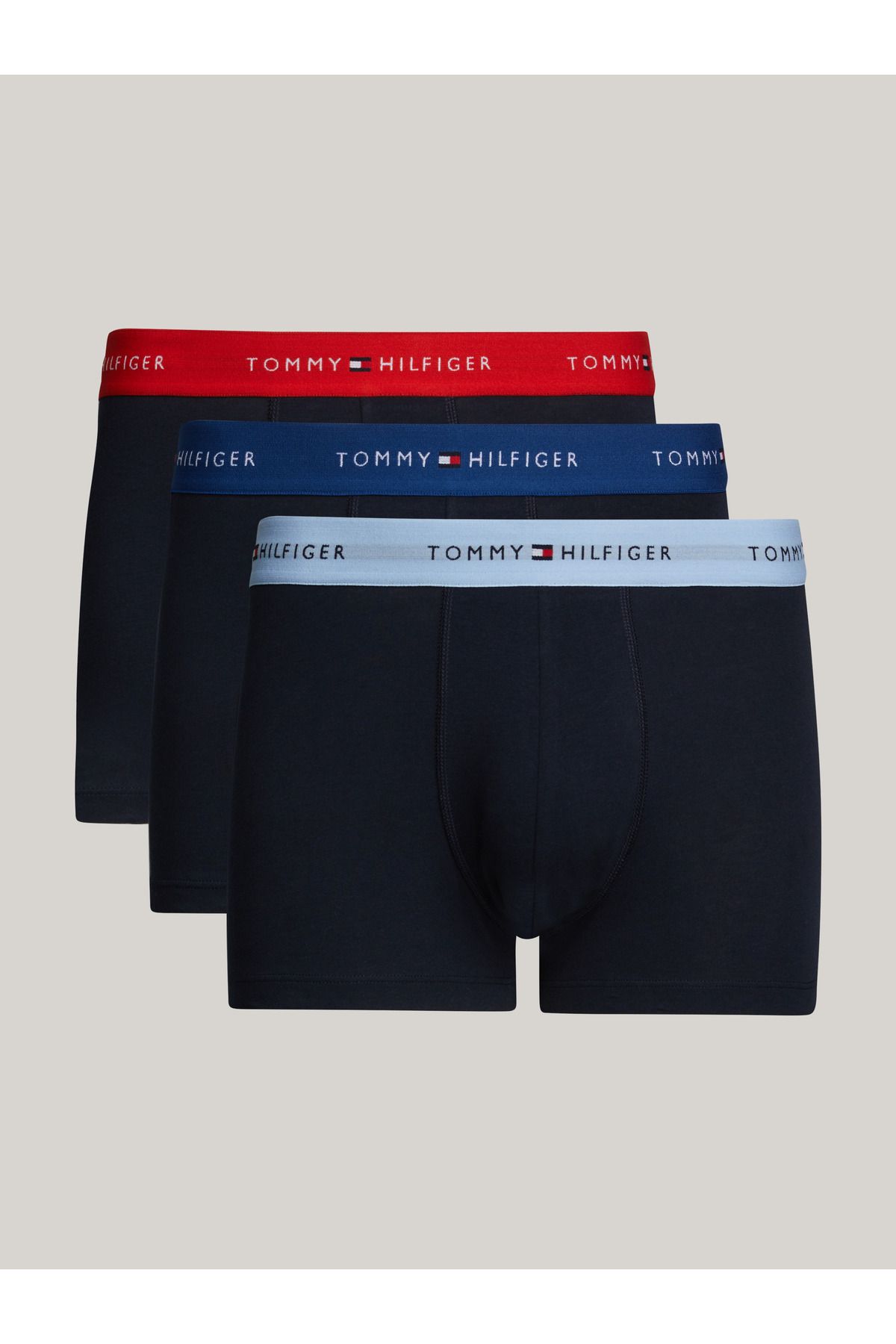 Tommy Hilfiger Erkek Marka Logolu Elastik Bantlı Günlük Kullanıma Uygun Kırmızı-Mavi-Lacivert Boxer UM0UM02763-0XZ
