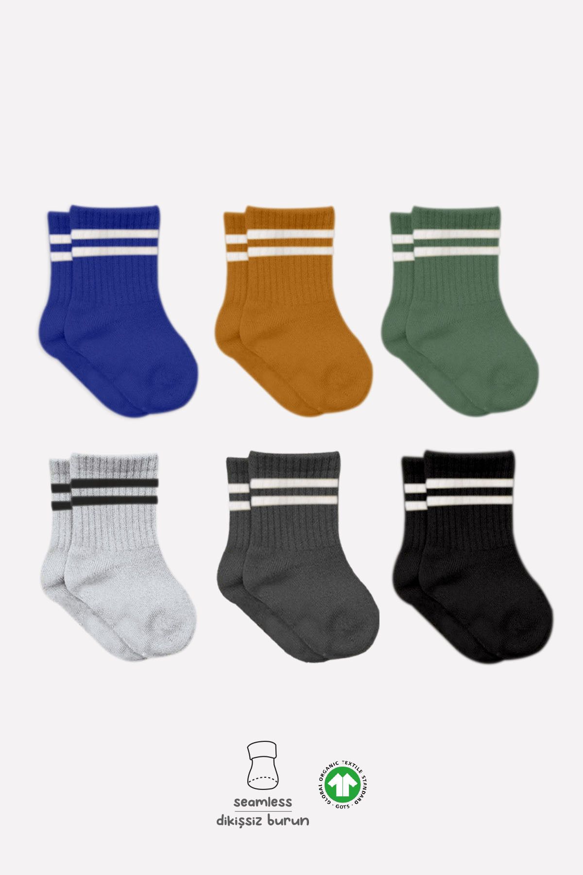 Bistyle 6lı Penye Çemberli Soket Çorap Bs6003 Haki