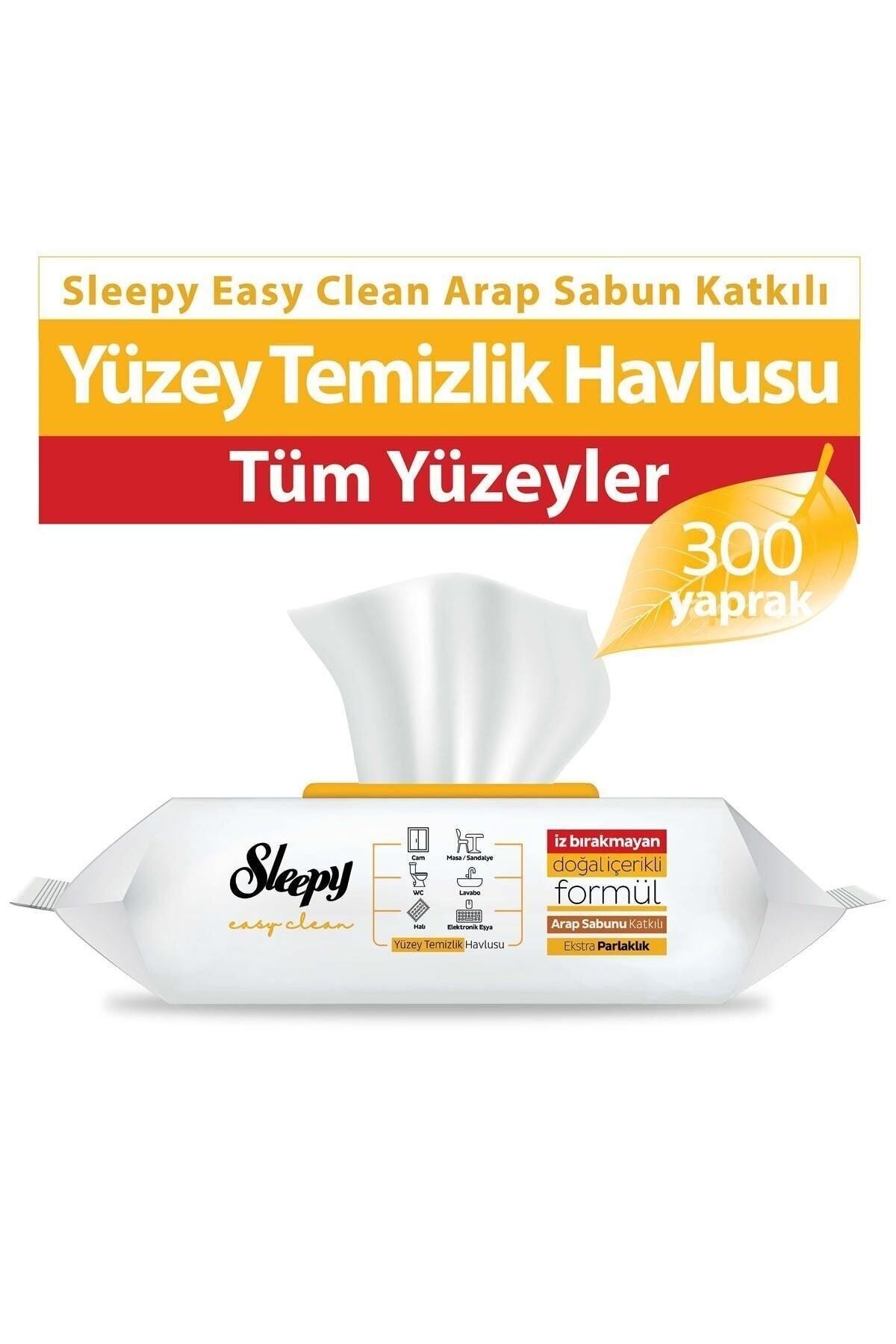Sleepy Easy Clean Arap Sabunu Katkılı Yüzey Temizlik Havlusu 100 Yaprak 3'lü