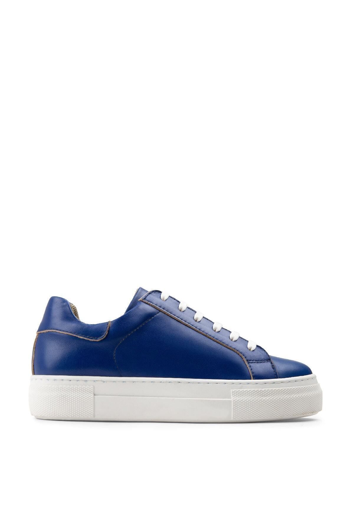 Deery Hakiki Deri Mavi Sneaker Kadın Ayakkabı