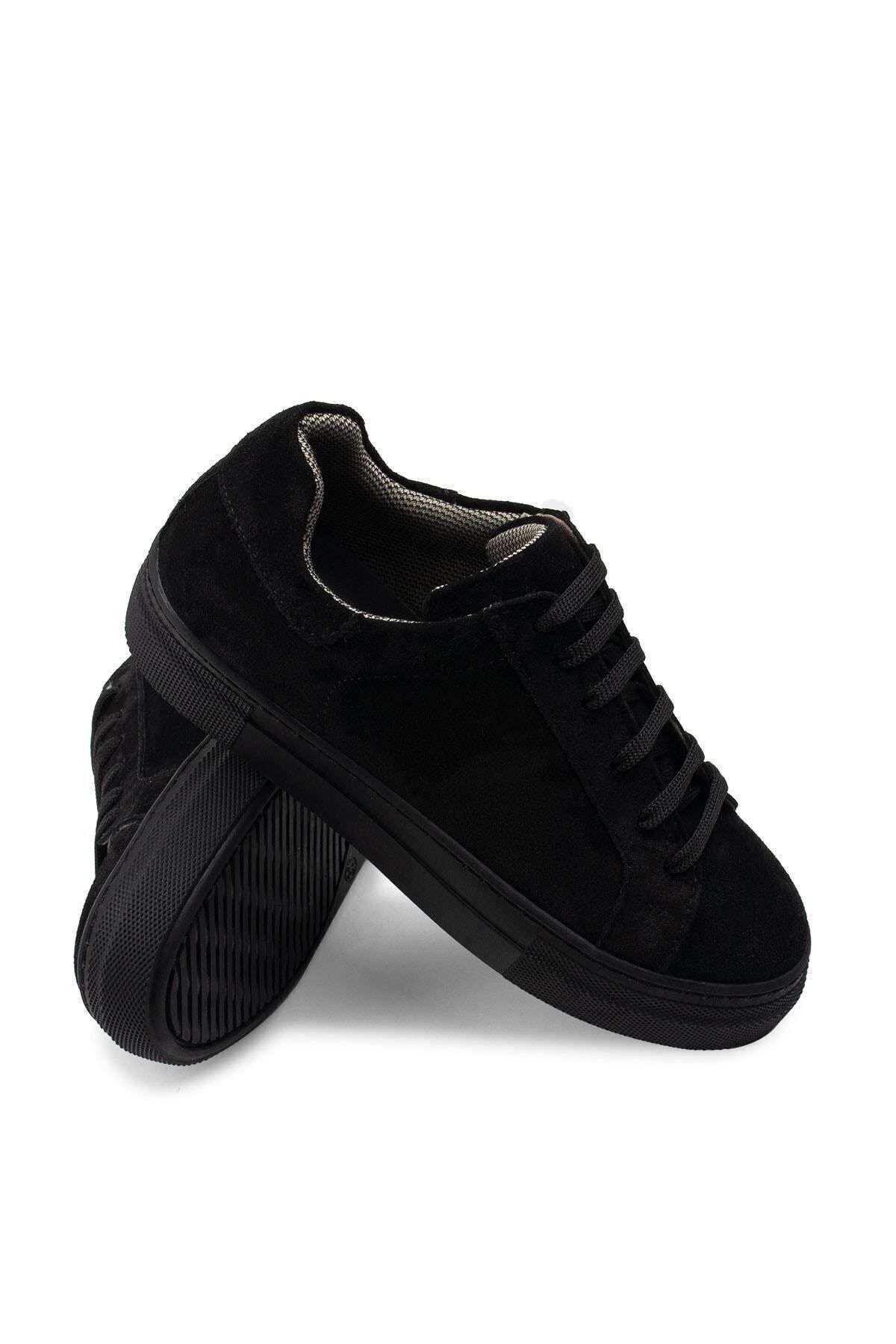 Deery Hakiki Süet Siyah Sneaker Kadın Ayakkabı