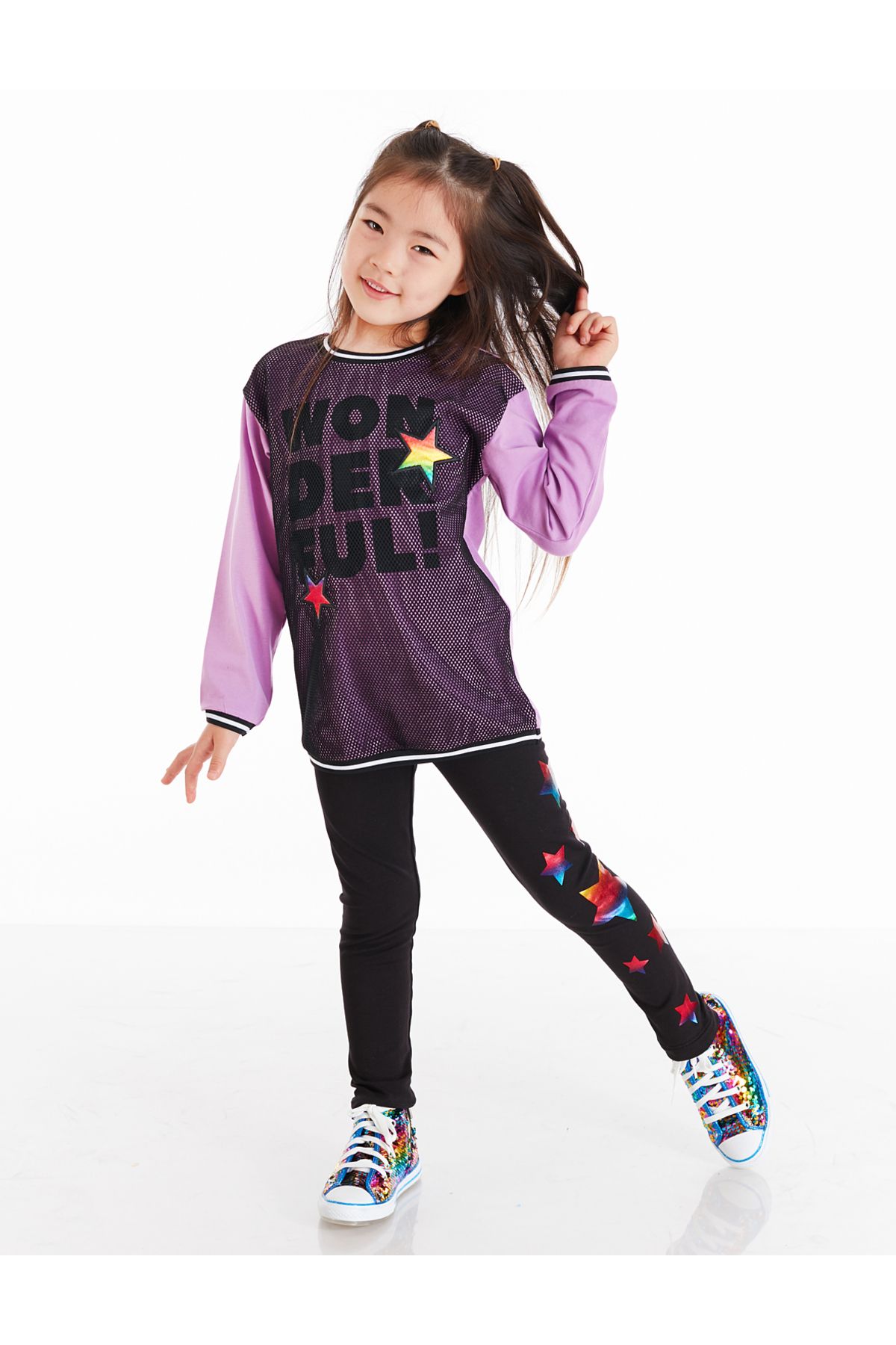 MSHB&G Wonderful Fileli Kız Çocuk Tunik Tayt Takım