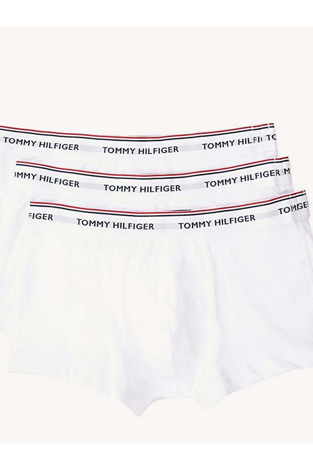 Tommy Hilfiger Erkek Beli Lastikli Kısa Boy Logolu Dokuma Kumaş Beyaz Boxer 1U87903841-100