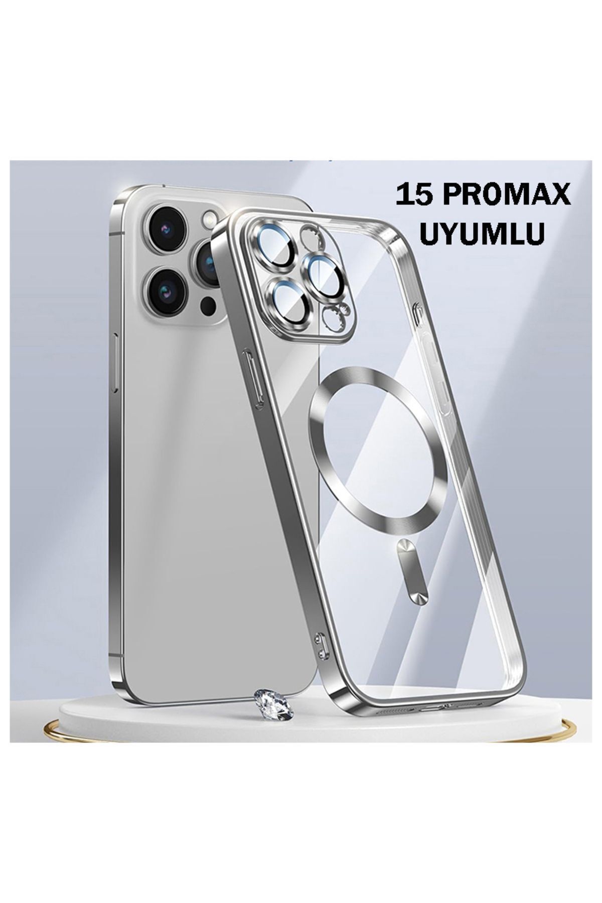 Dexmon iPhone 15 Pro Max Kılıf Kamera Lens ve Hoparlör Toz Korumalı Magsafe Şarj Özellikli Esnek Silikon