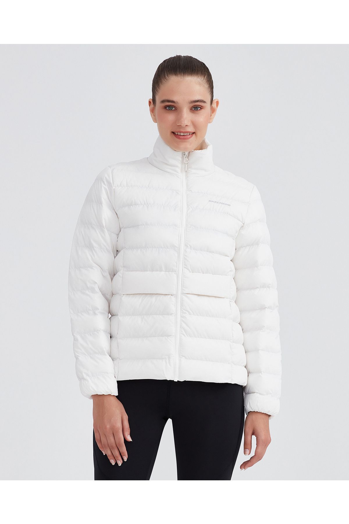 Skechers W Outerwear Pop Up Detailed Padded Jacket Kadın Beyaz Mont S231240-100