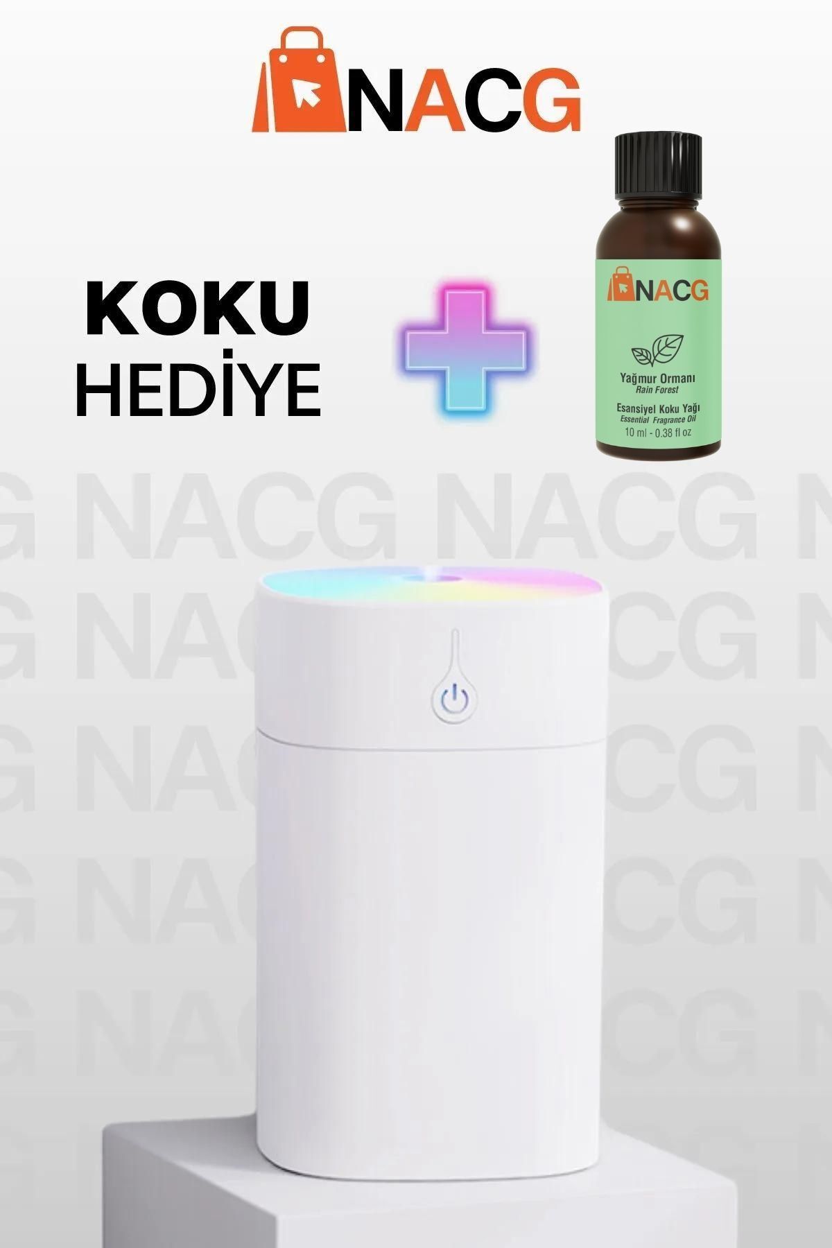 NACG H2o Humidifier 400 ml Ulrasonik Hava Nemlendirici Buhar Makinesi Ve Aroma Difüzörü Beyaz