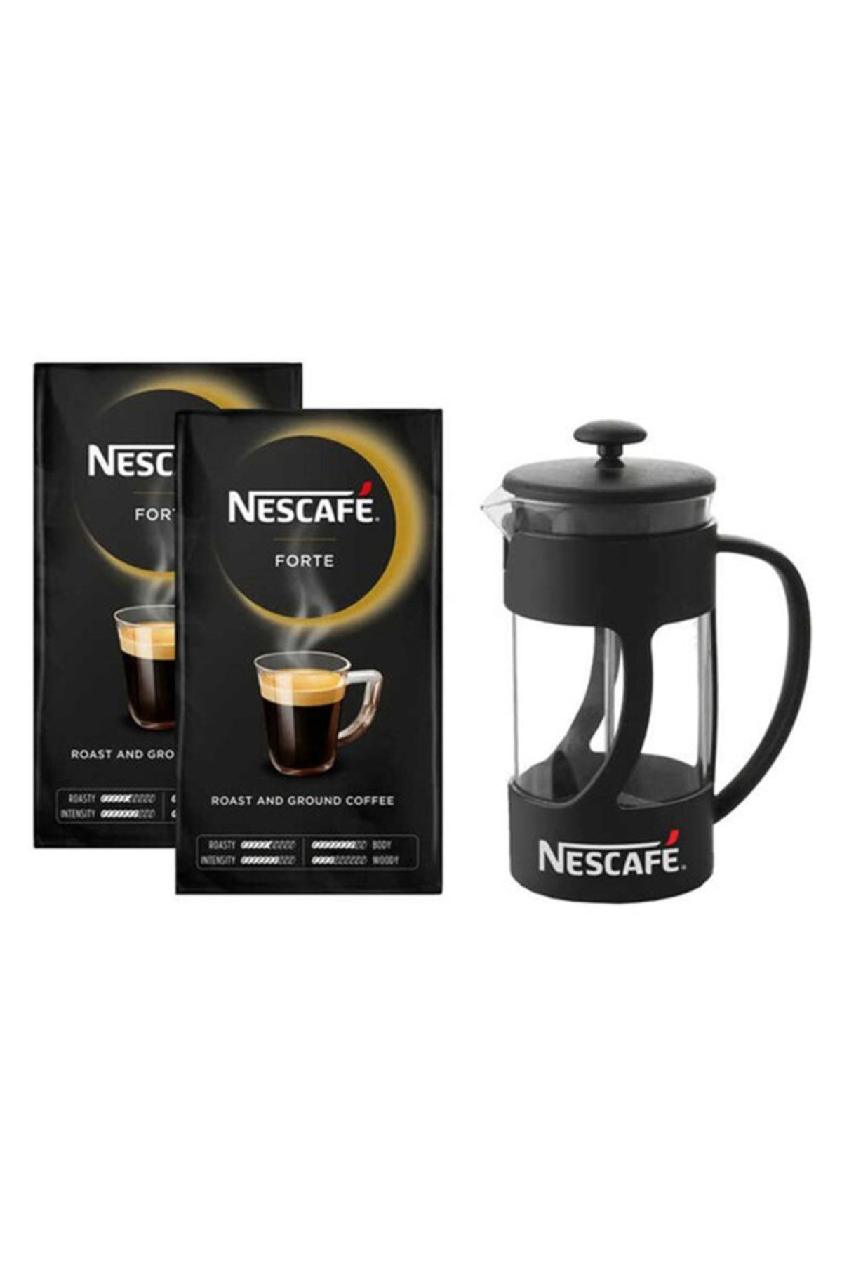 Nescafe Forte Öğütülmüş Filtre Kahve 500 Gr 2 Adet + French Press