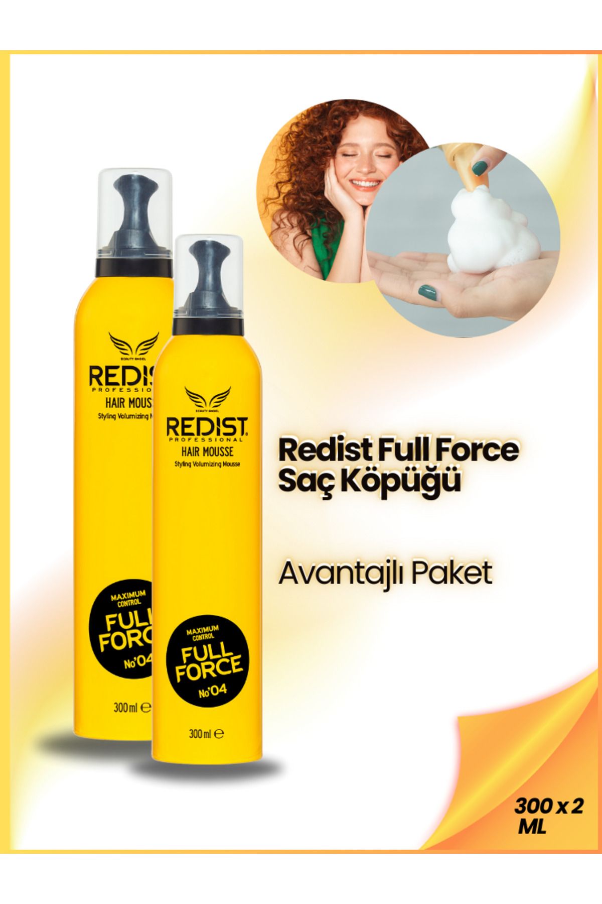 Redist Professional Full Force Hair Mousse 300ml. (saç Köpüğü) 2'li