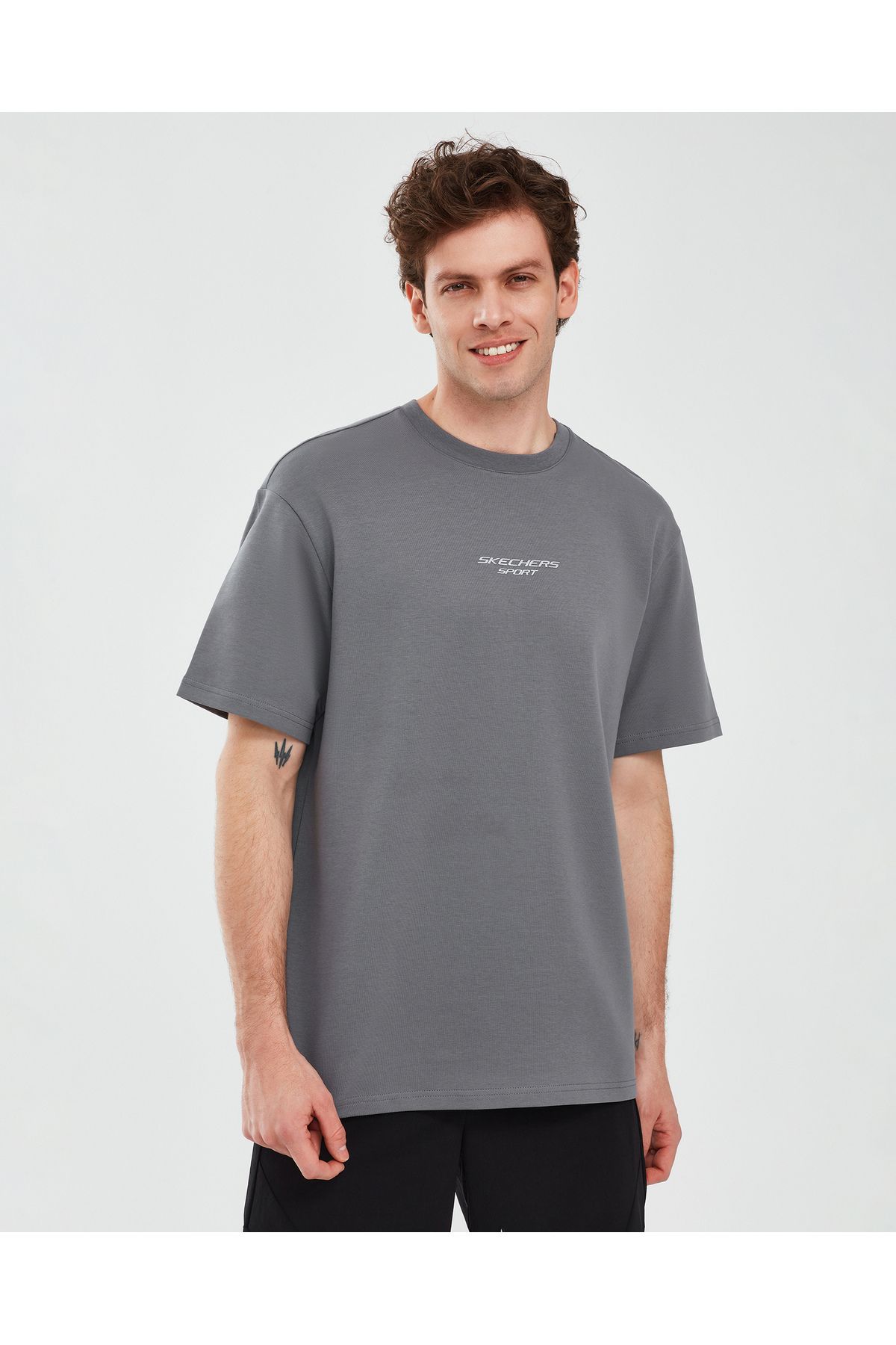 Skechers Graphic T-Shirt M Short Sleeve Erkek Antrasit Tshirt S231094-003