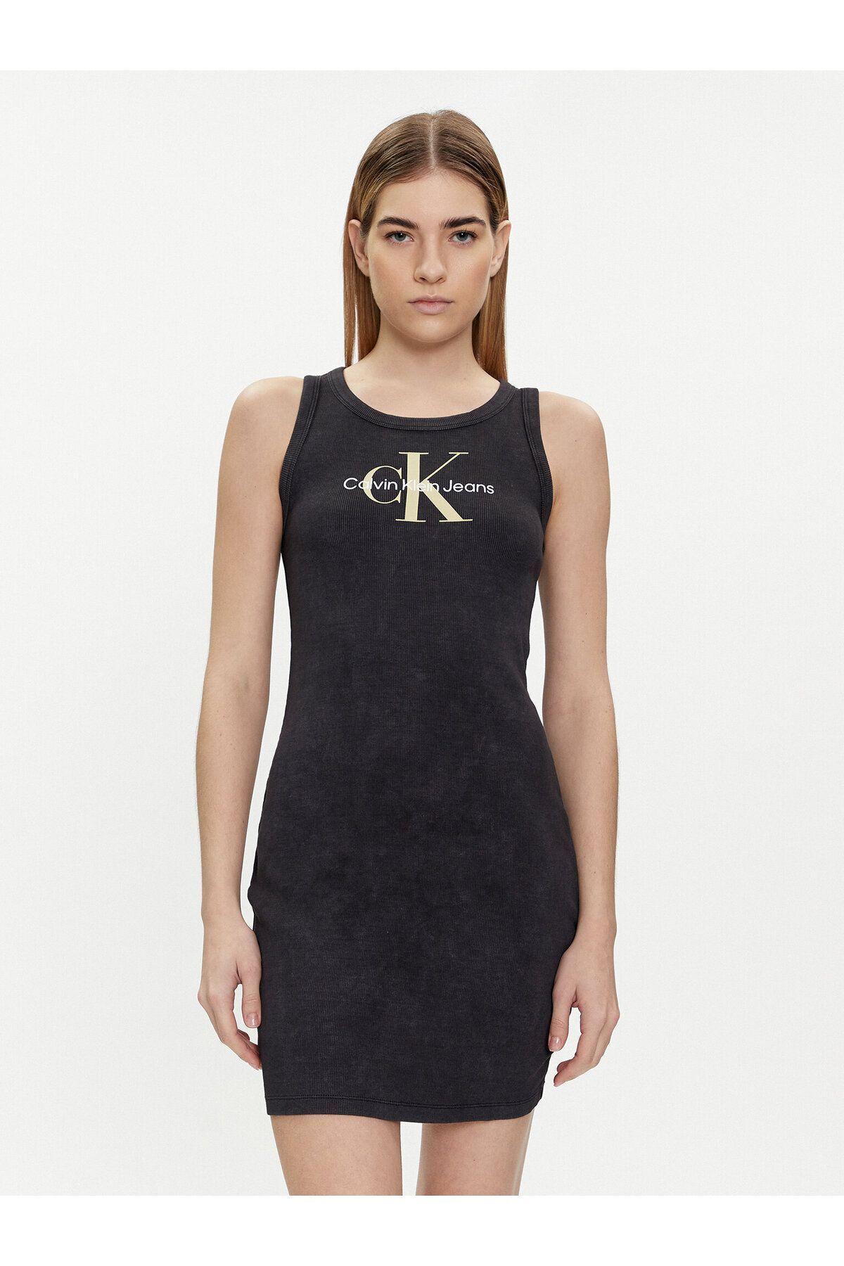 Calvin Klein Kadın Logolu Rahat Günlük Siyah Elbise J20J223069-BEH