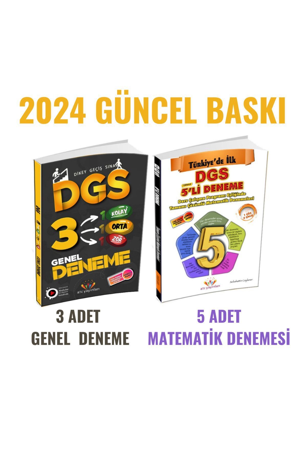 ATC Yayınları Ders Çalışma Programı İçeren 5 DGS Matematik Denemesi + 3 DGS Genel Deneme( 1 Kolay, 1 Orta , 1 Zor)