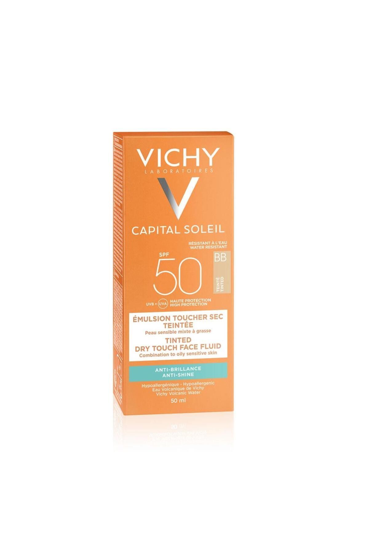 Vichy BB Tinted Dry Touch Face Fluid - Parlama Karşıtı ve RENKLİ Dokulu Güneş Koruyucu Yüz Kremi SPF 50