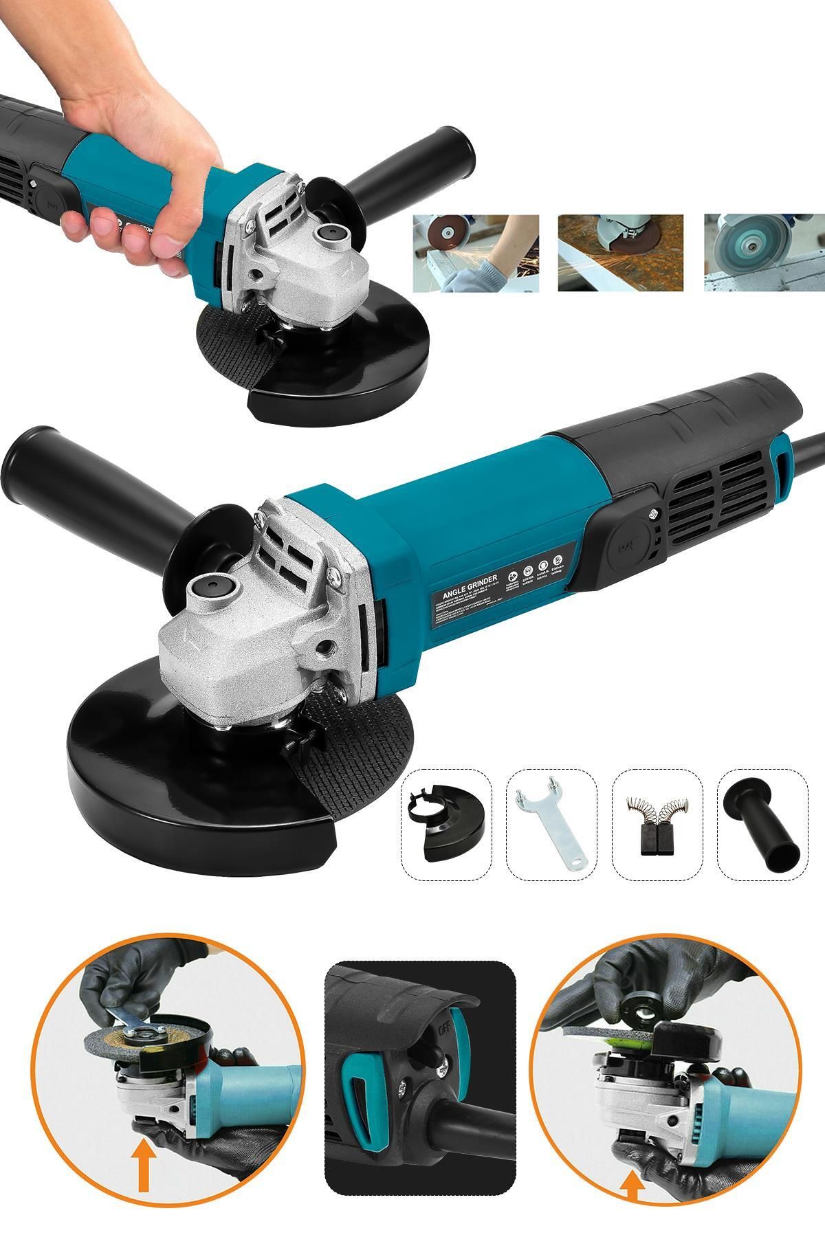 ASSUR Jetta Power Tools Spiral Taşlama Makinesi Devirsiz Mavi 125 Mm 550 W