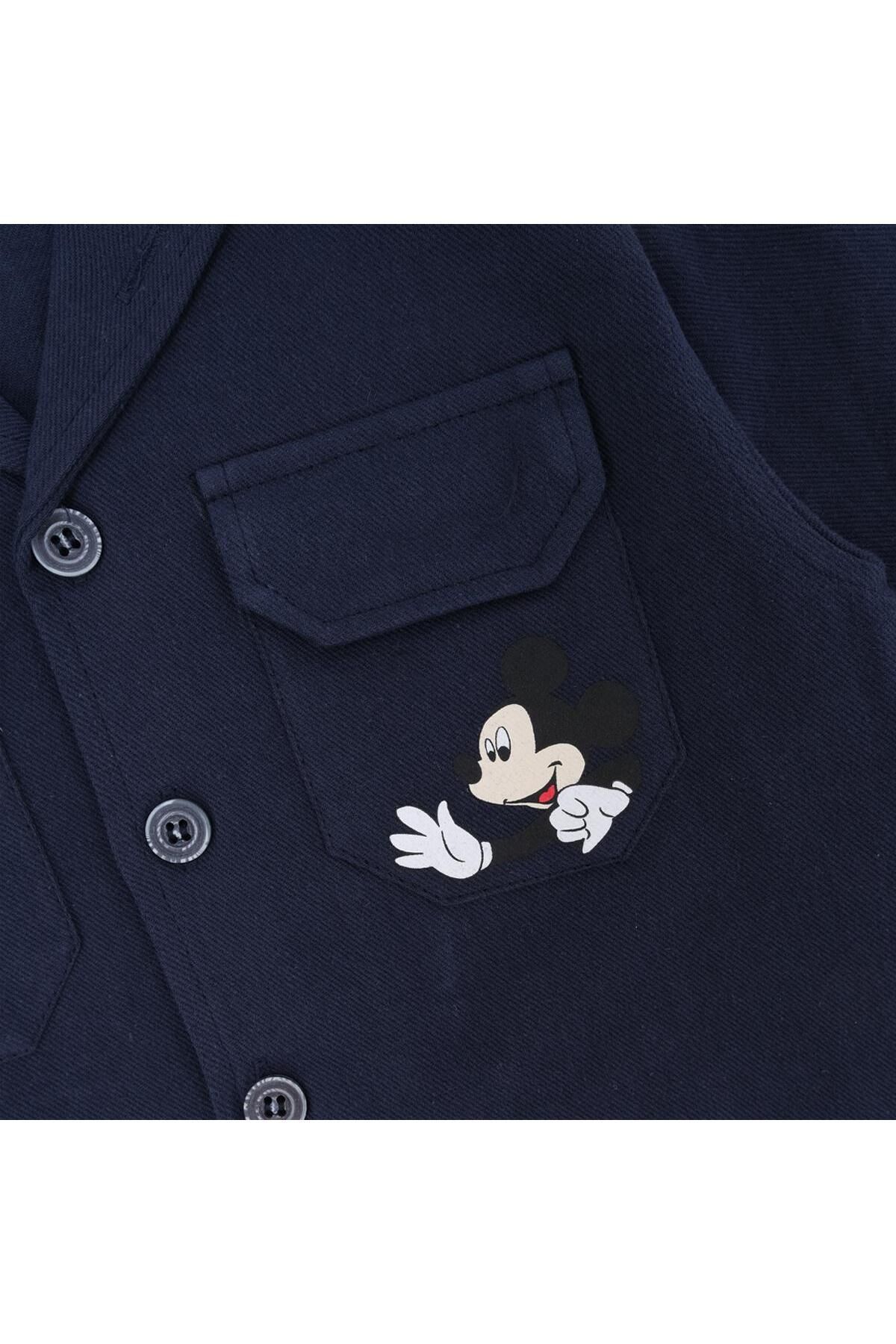 Bebelop Erkek Çocuk Mickey Mouse Baskılı Gömlek Uzun Kol Ceket