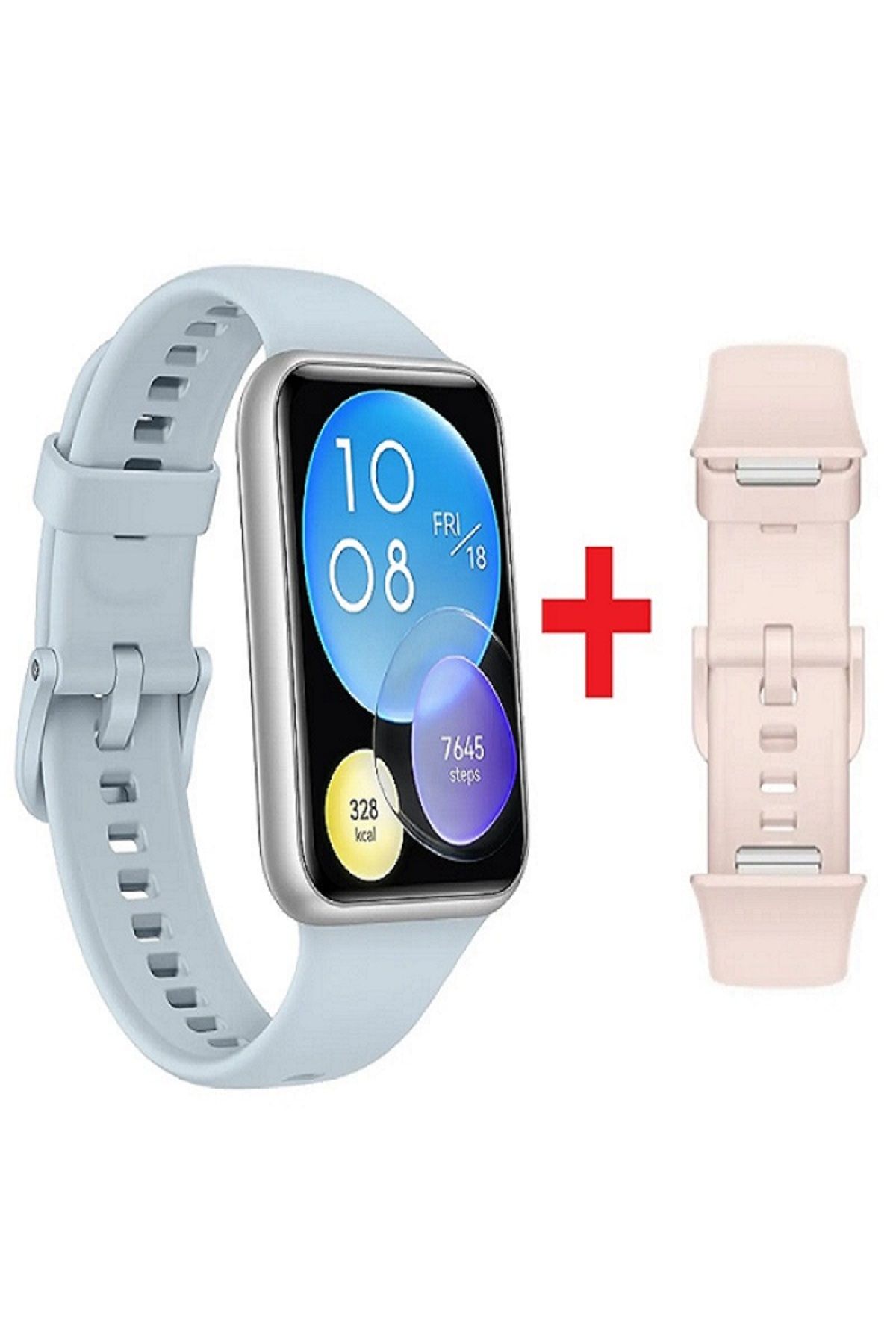 Huawei Watch Fit 2 (MAVİ)  +  Huawei Watch Fit 2 Silikon Kordon Pembe