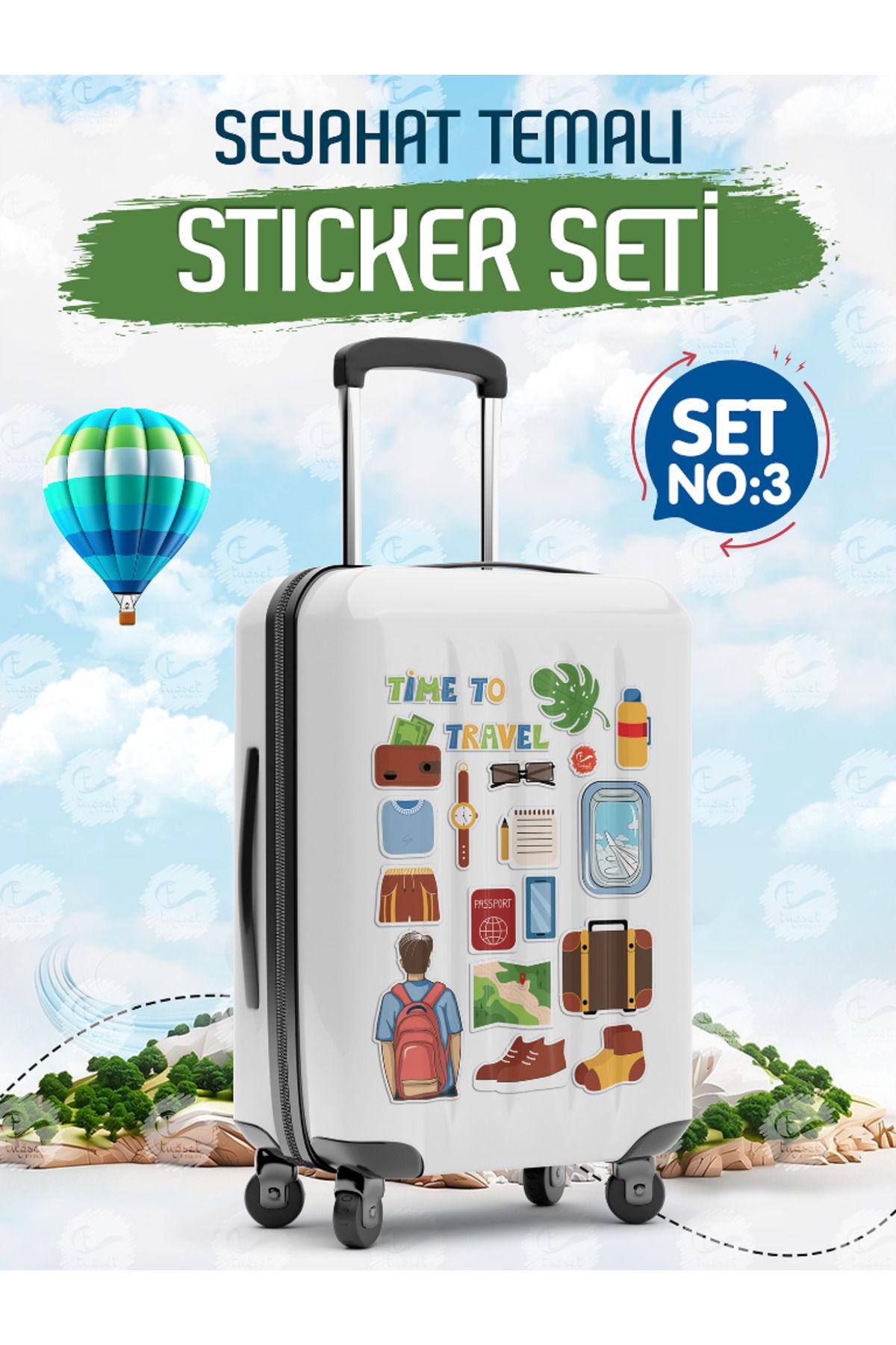 TUĞSET ETİKET Seyahat Temalı Bavul Sticker Etiket Çıkartma S3 (Laptop Tablet Suluk Telefon Valiz Defter Kitap)-T97