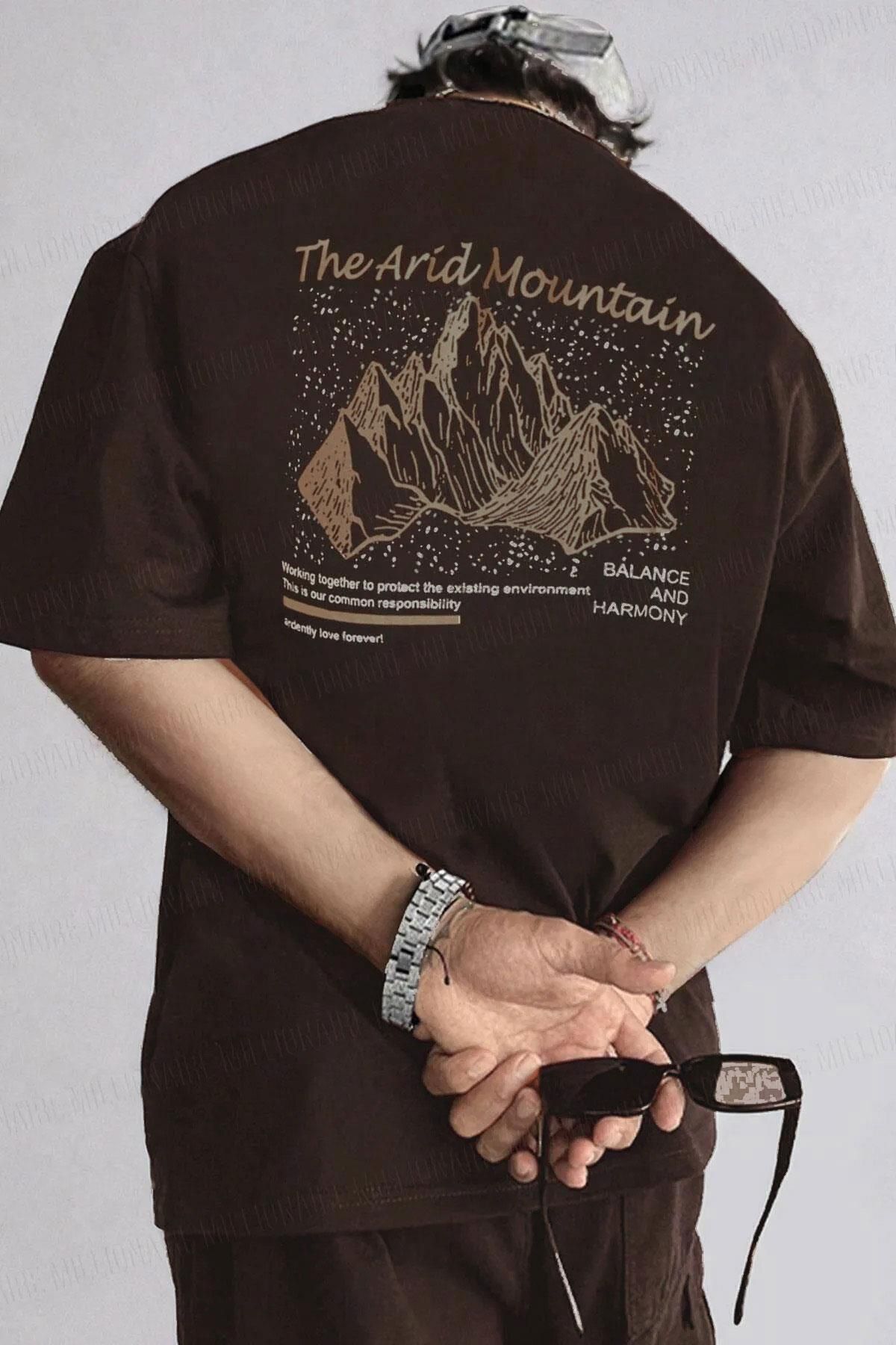 Teenage Millionaire Erkek Arid Mountain Oversize Kahverengi Salas Boyfriend T-Shirt