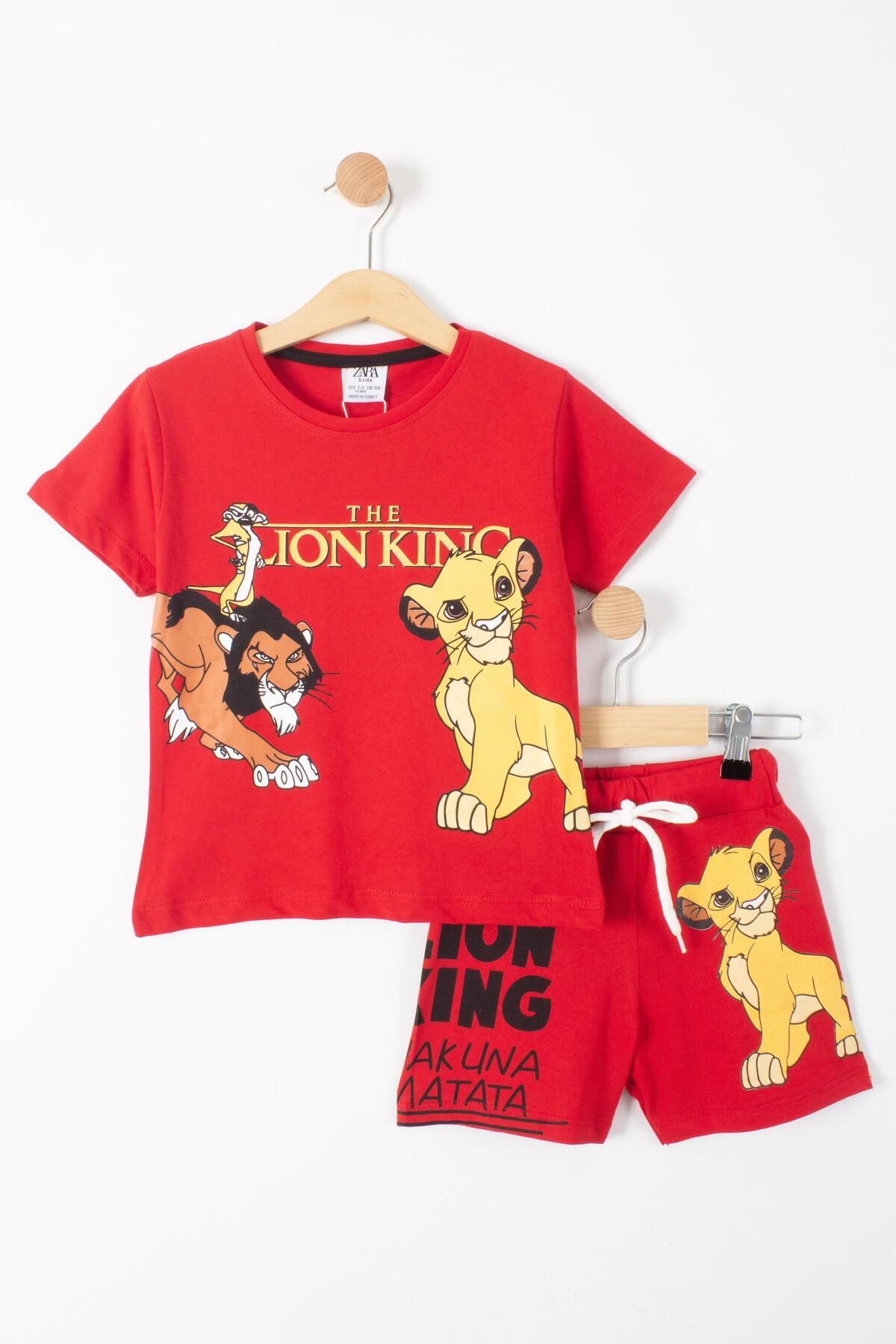 TRENDİMİZBİR Lion King Baskılı Erkek Çocuk Şortlu Takım