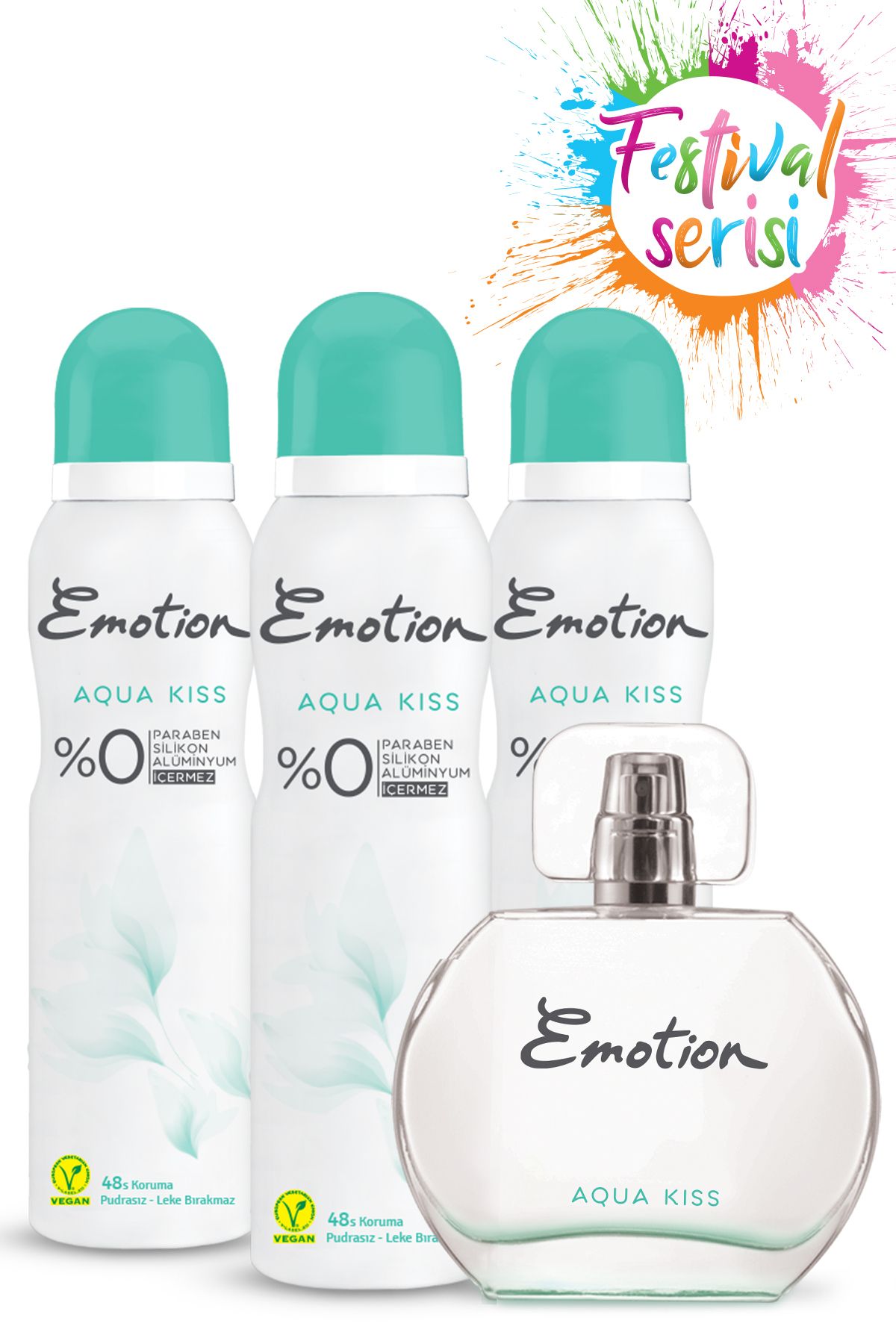 Emotion Aqua Kiss Edt Parfüm 50ml & Aqua Kiss Kadın Deodorant 3x150 ml