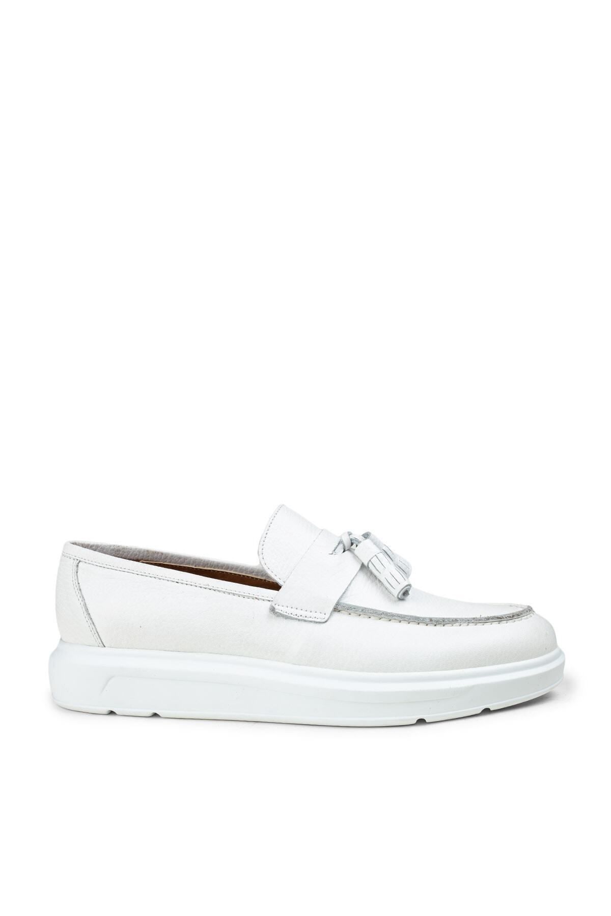Deery Erkek Beyaz Hakiki Deri Comfort Loafer Ayakkabı