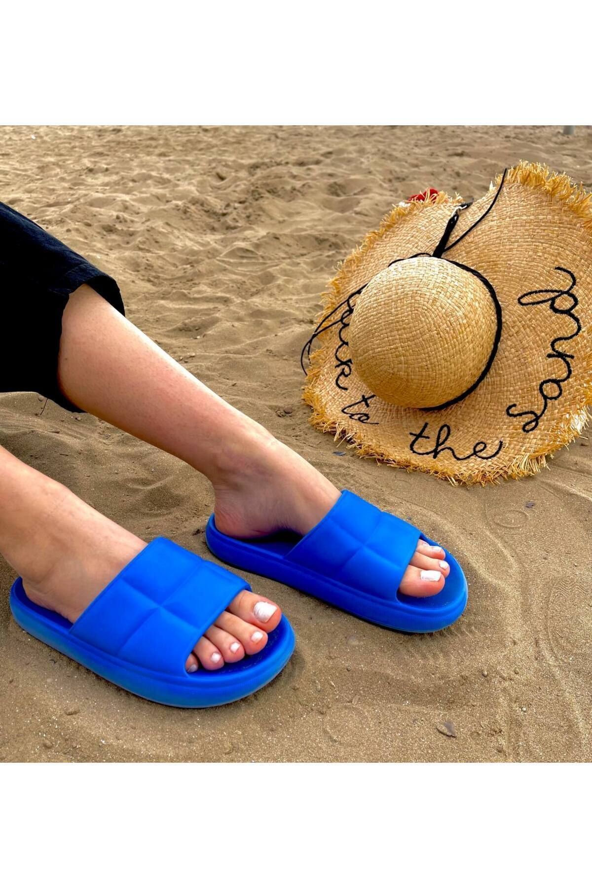 Twingo Eva Kadın Terlik Deniz Plaj Havuz Tatil Terliği Saks Mavisi
