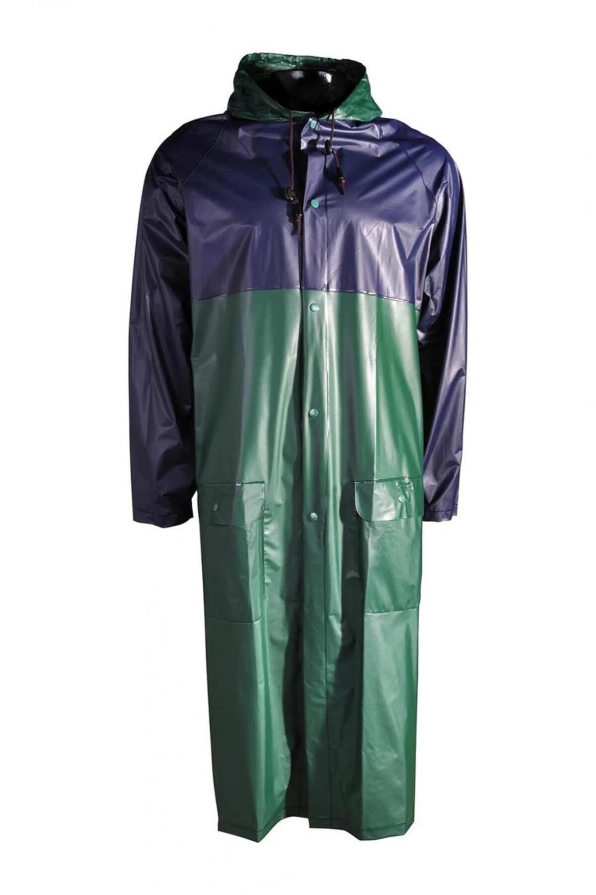 Freecamp Raincoat 0.12mm Uzun Yağmurluk Mavi/yeşil-l