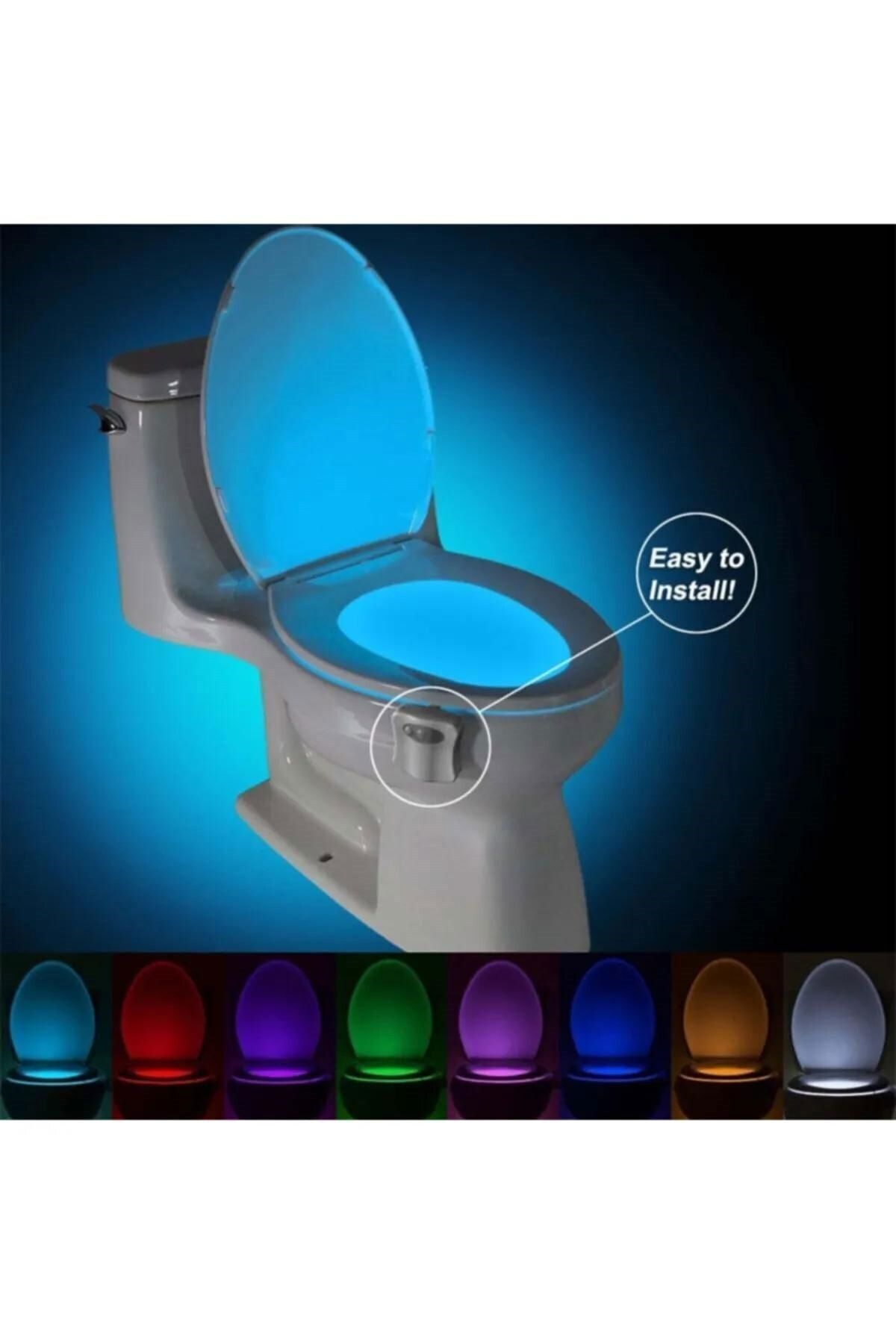 Arma House Akıllı Hareket Sensörlü, 8 Renk Seçenekli, Su Geçirmez LED Gece Lambası - WC Aydınlatması