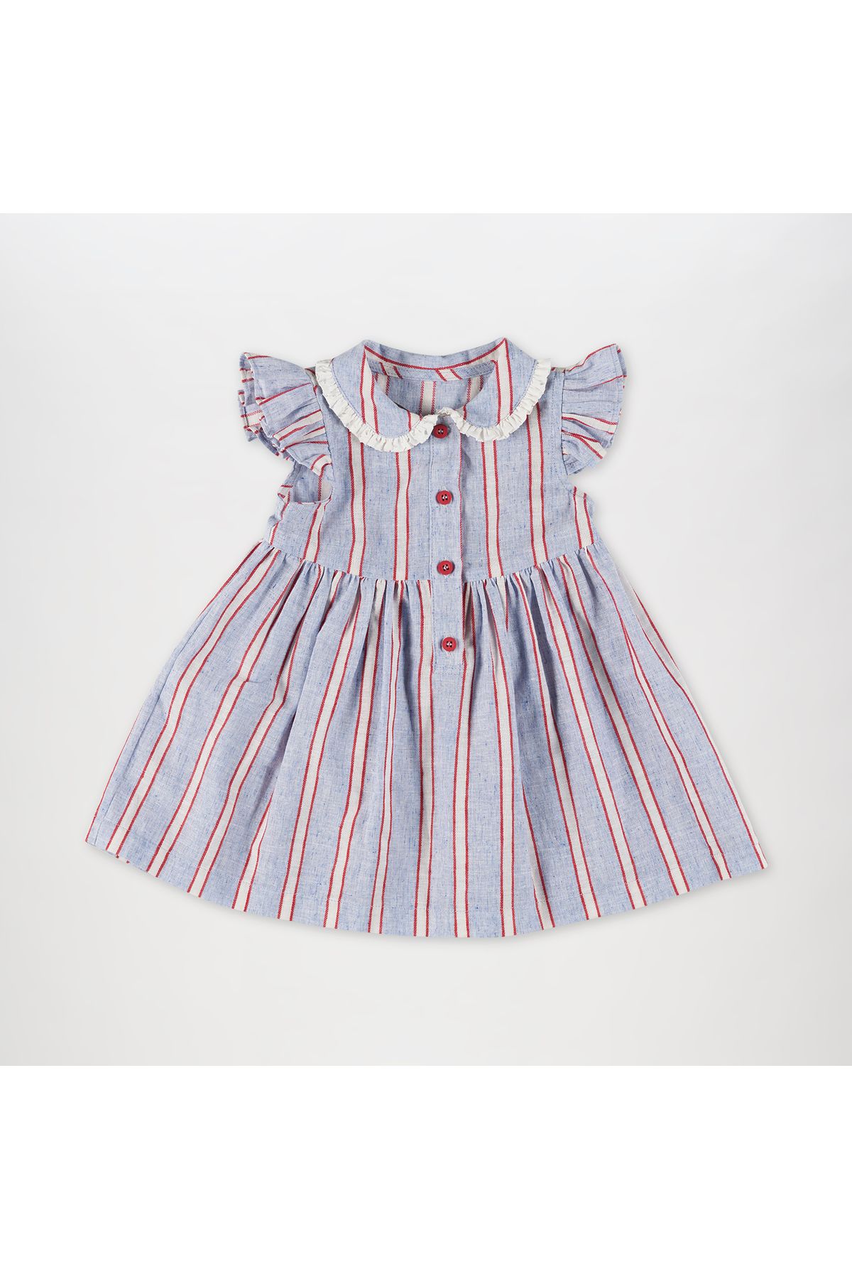 Panço Kız Bebek Çizgi Desenli Elbise