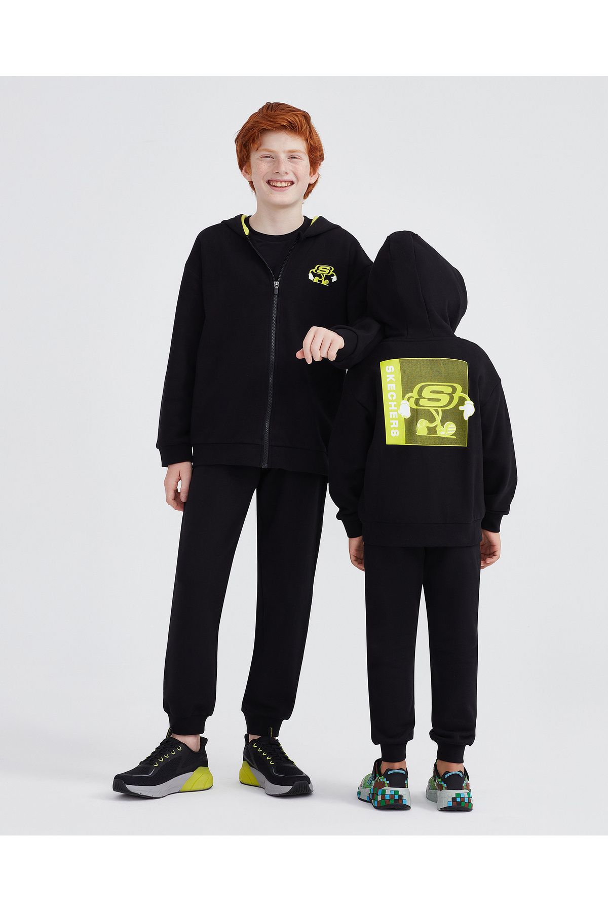 Skechers B Heavy Weight Fleece Suit Track Suit Büyük Erkek Çocuk Siyah Eşofman Takımı Sk232130-001