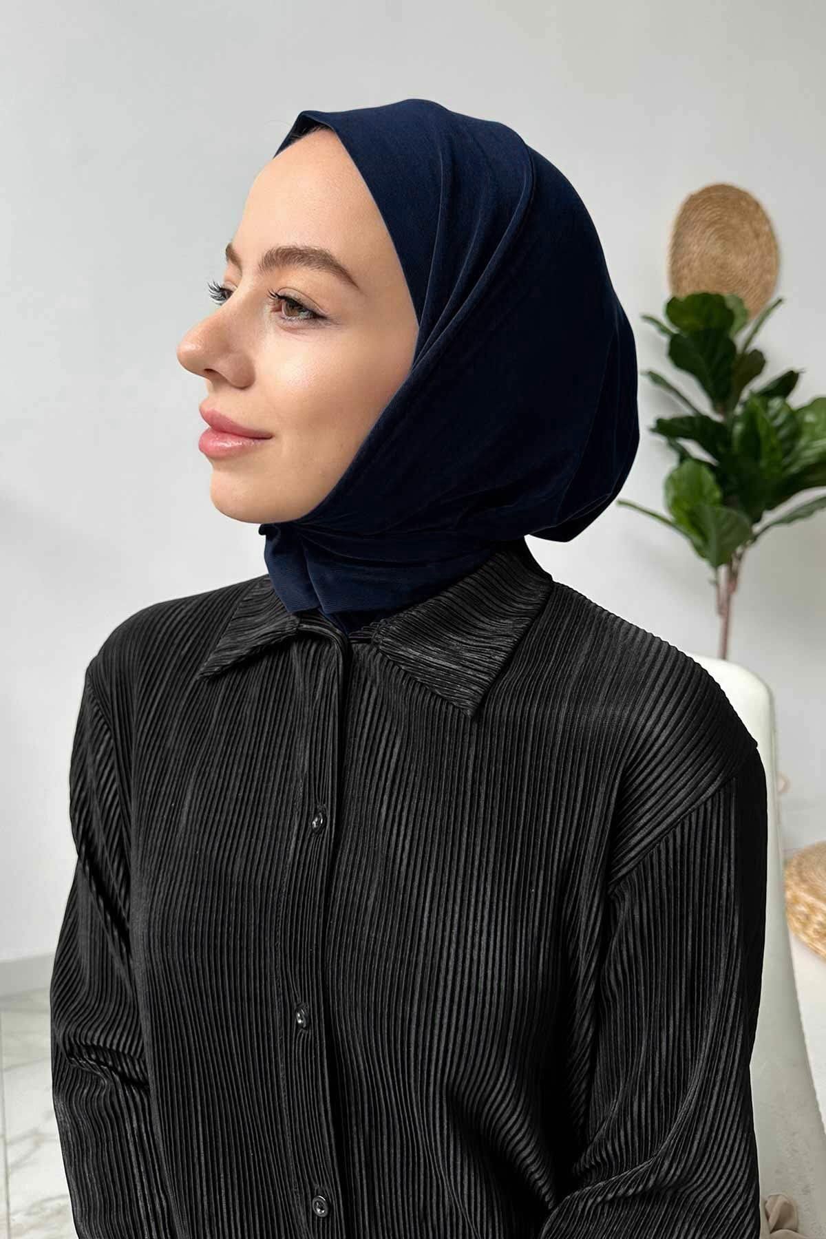 Ka Hijab Çıtçıtlı Bone - Koyu Lacivert