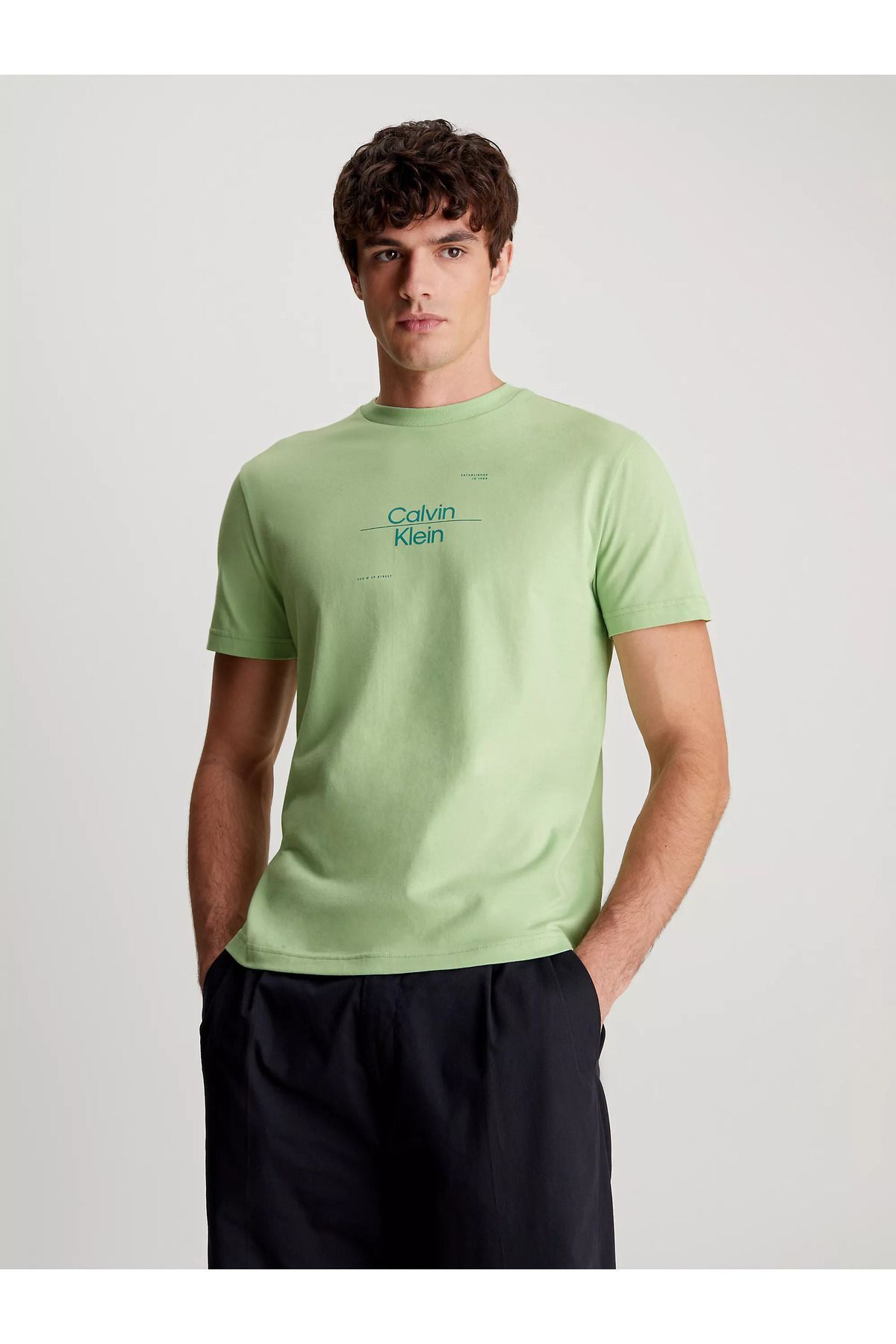 Calvin Klein Erkek Regular Fit Düz Kısa Kollu Yeşil T-Shirt K10K112489-LJ4