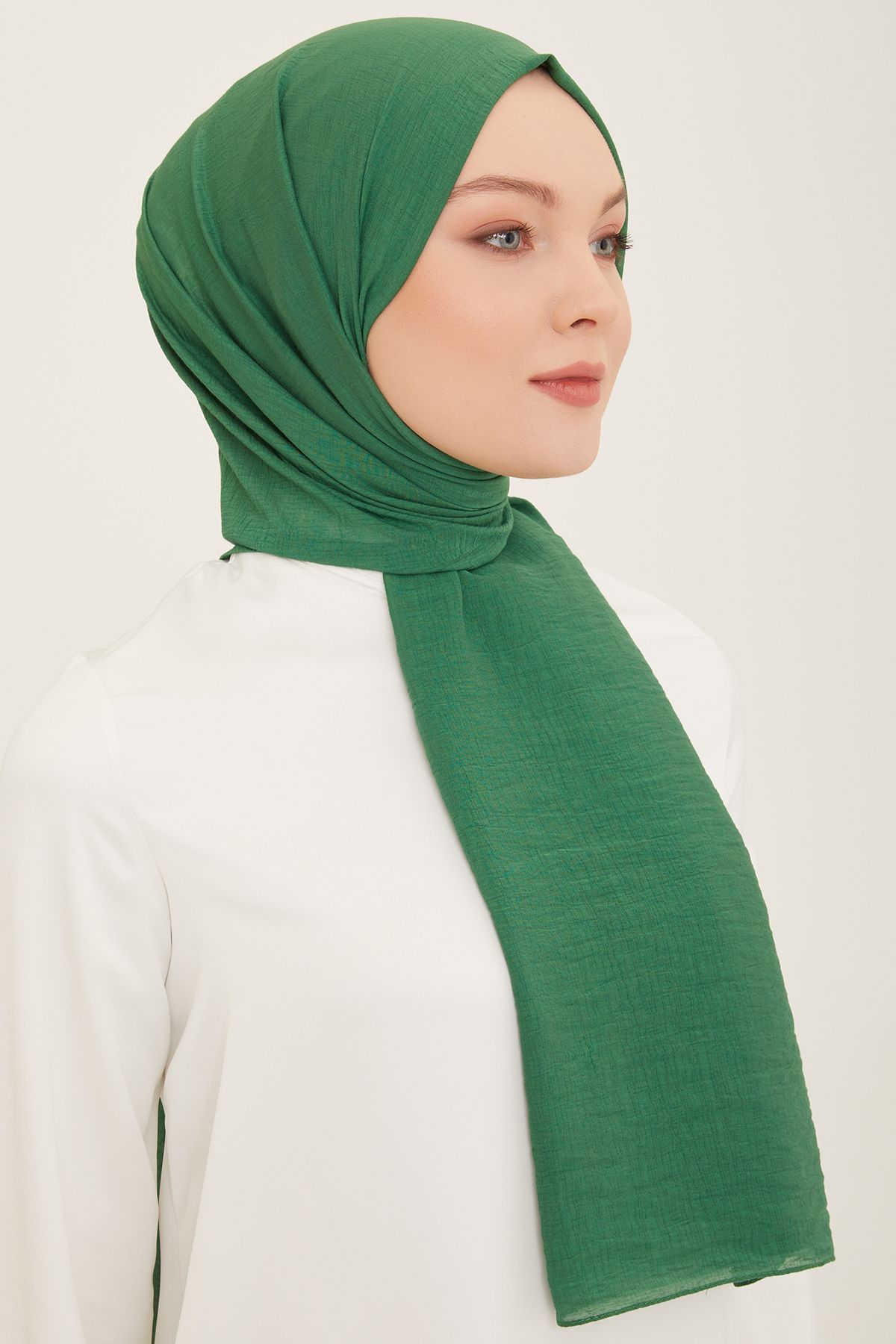 FRESCO SCARFS Armine Trend Woody Düz Pamuklu Şal Kadın Tesettür Hijab YEŞİL