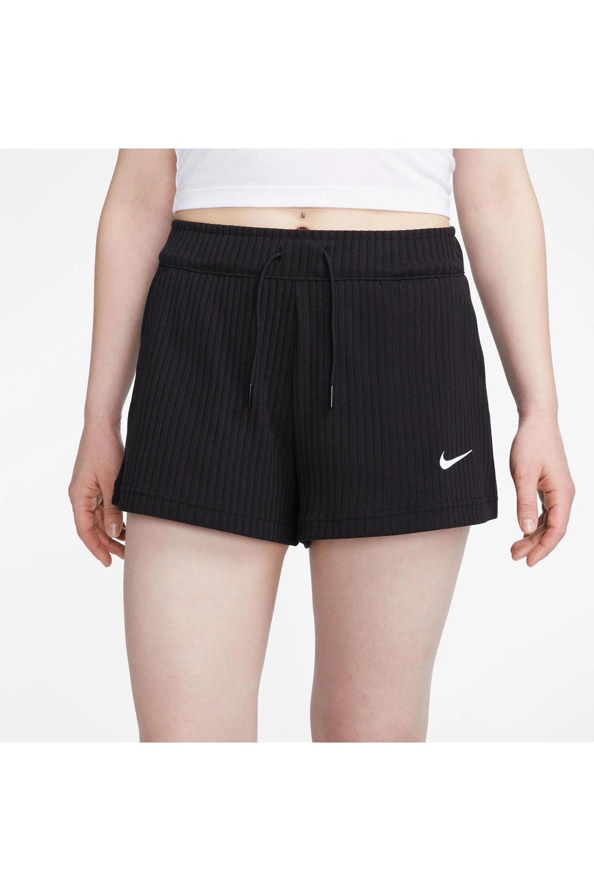 Nike Sportswear Rib Jersey Kadın Siyah Şort, Nike Siyah Şort