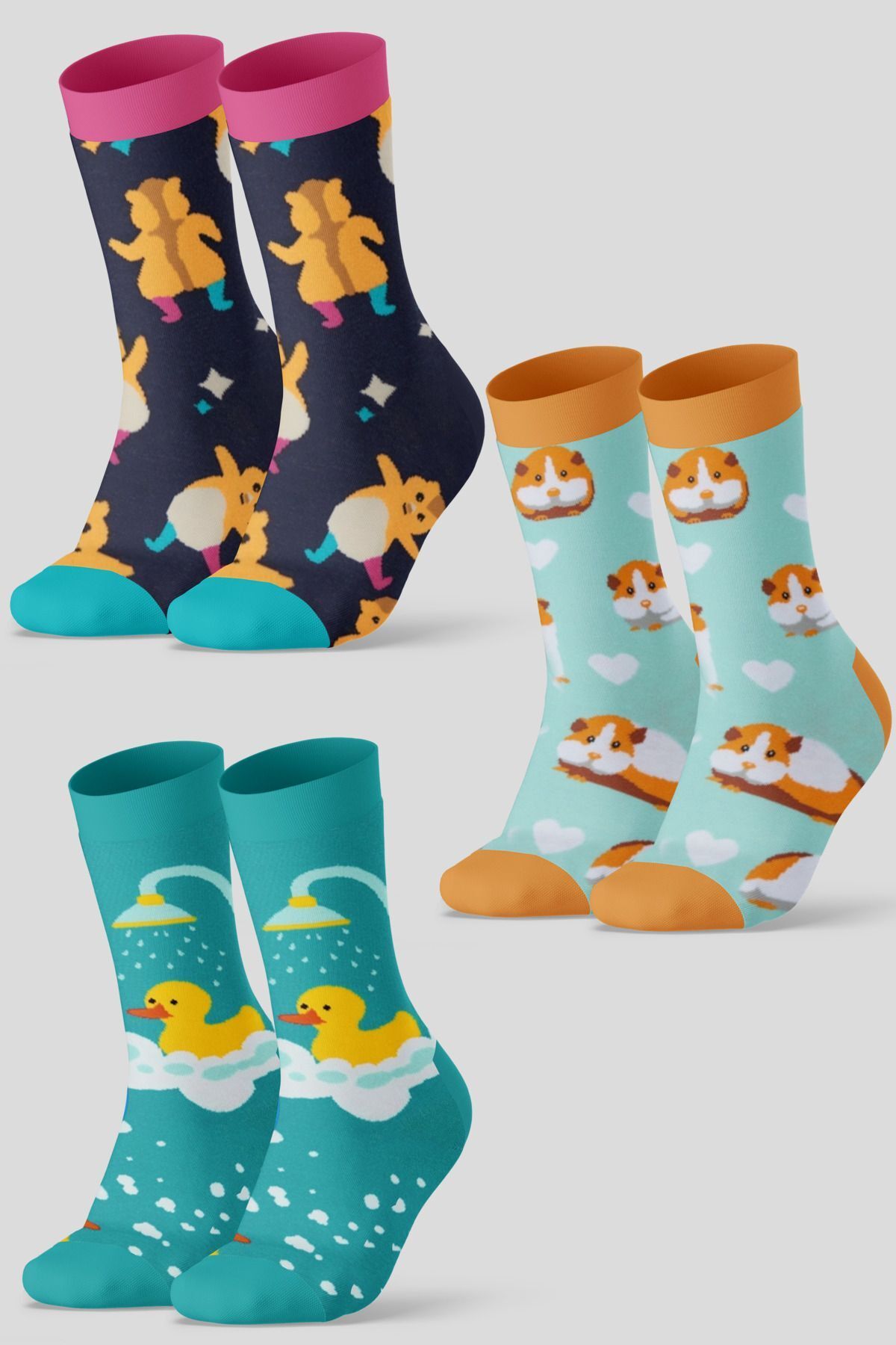 Neşeli Çoraplar 3'lü Animal Lovers Renkli Çorap Set 2