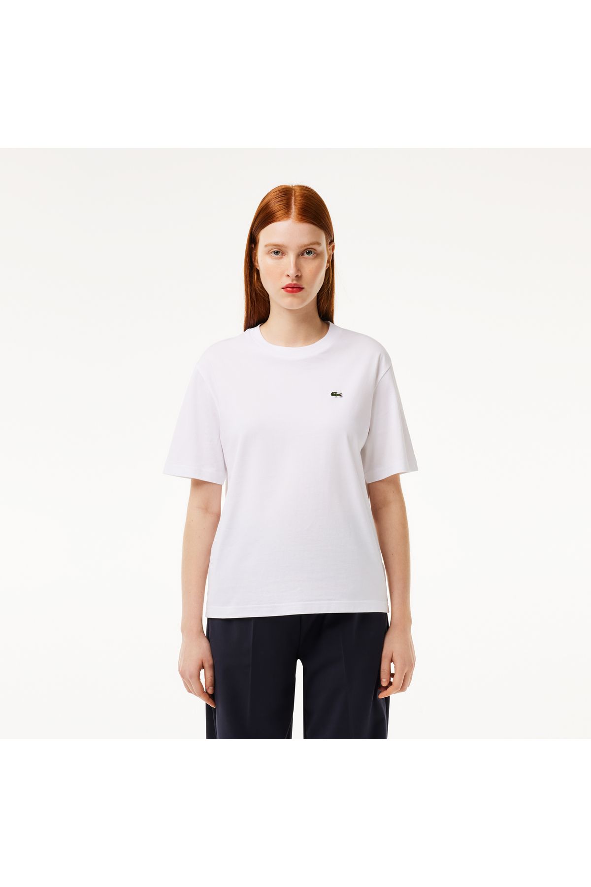 Lacoste Kadın Bisiklet Yaka Beyaz T-shirt