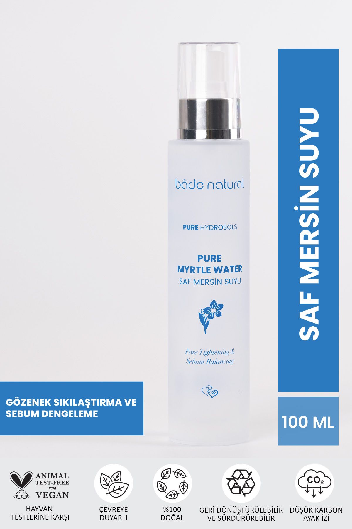 Bade Natural Mersin Suyu Gözenek Sıkılaştırıcı Tonik %100 Doğal ve Saf 100 ml