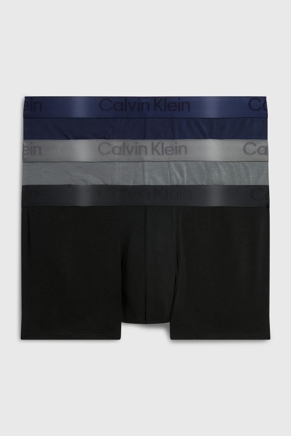 Calvin Klein Erkek Imzalı Elastik Bantlı Siyah-gri-mavi Boxer 000nb3651a-fz7