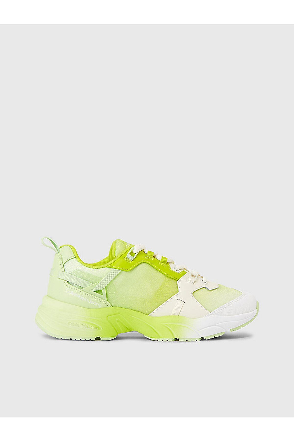 Calvin Klein Kadın Marka Logolu Bağcıklı Kaydırmaz Tabanlı Günlük Yeşil Sneaker YW0YW01307-0IE