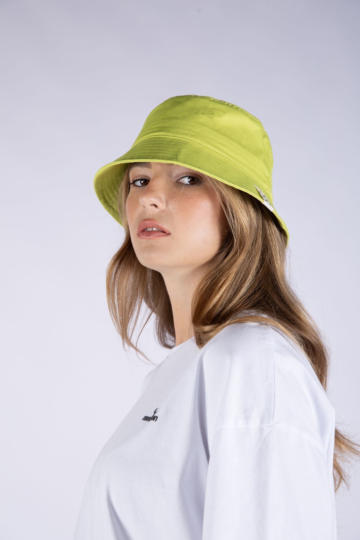 Nordbron Unisex Limon Yeşili Yazlık Terletmez Nakış Detaylı Buxket Kova Şapka %100 Pamuklu Astar Gravois