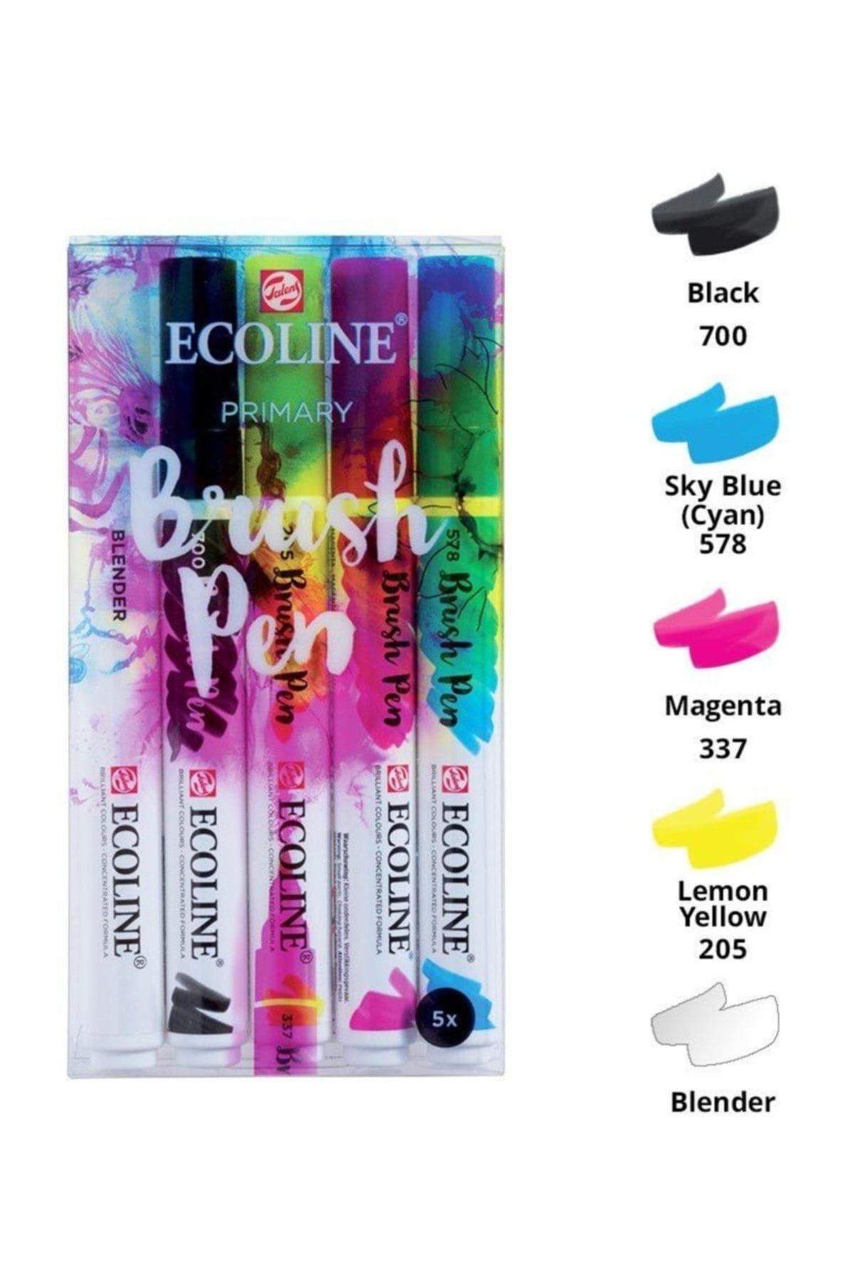 Talens Ecoline Brush Pen Fırça Uçlu Kalem 5 Renk Set PRIMARY
