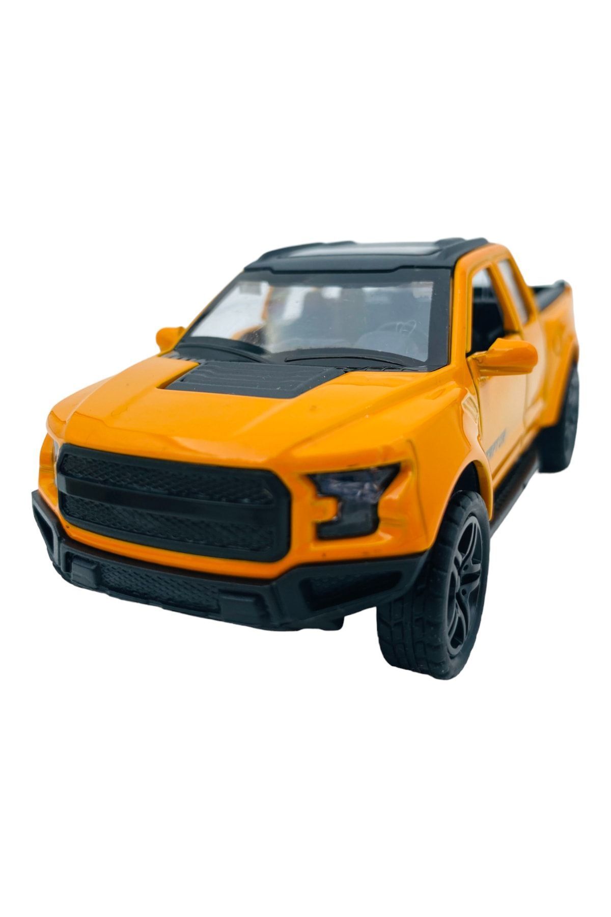 Dijital Çarşı Metal Model Araba Kapıları Aç Kapa Çek Bırak Hareket Eden Arazi Aracı Pickup Sarı Ford Raptor