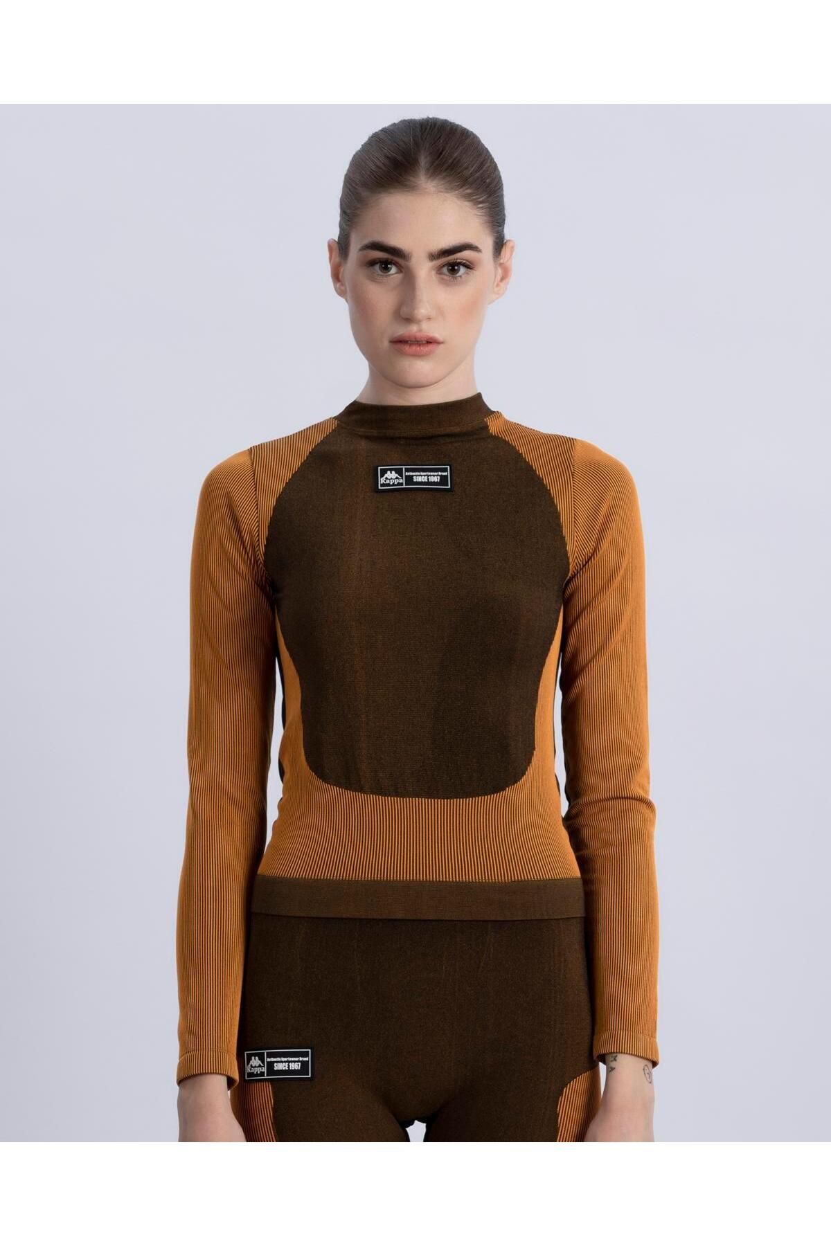 Kappa Authentic Tech Vikky Kadın Siyah-turuncu Slim Fit Tişört