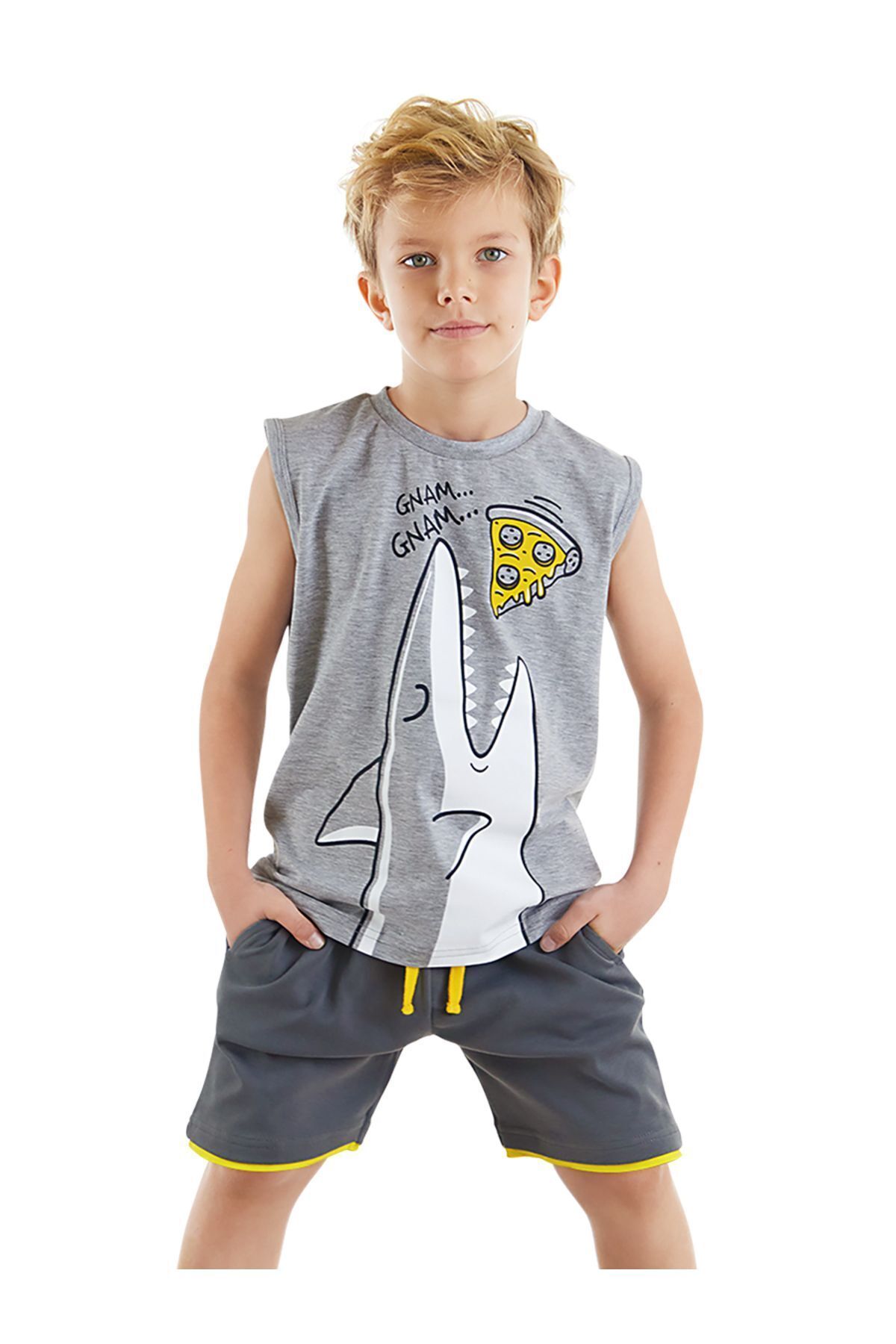 MSHB&G Pizzacı Köpekbalığı Erkek Çocuk T-shirt Şort Takım