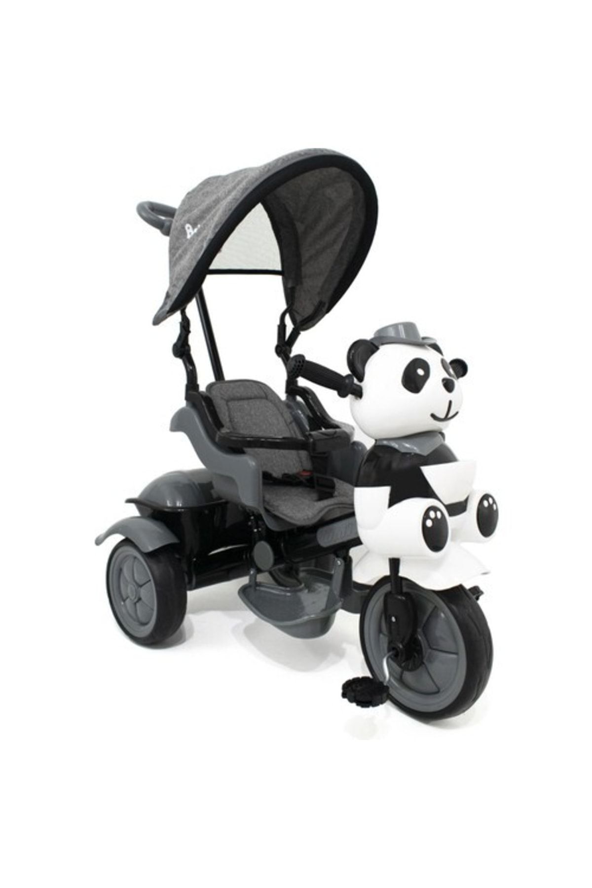 Babyhope Baby Hope 127 Little Panda Ebeveyn Kontrollü Tenteli Müzikli Tricycle Üç Teker Bisiklet Gri