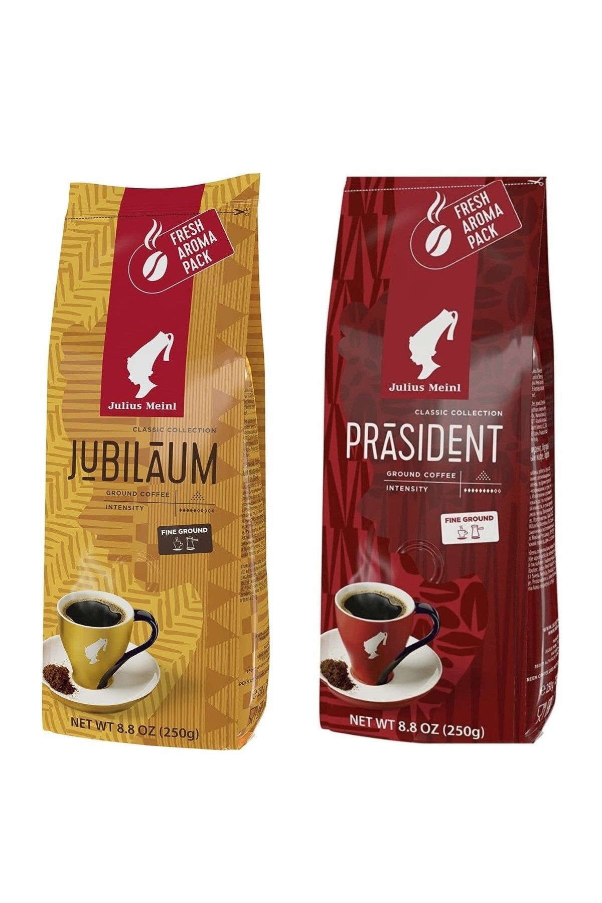 Julius Meinl Jubilaum ve Präsident Blend Öğütülmüş Filtre Kahve, 2 x 250 gr.