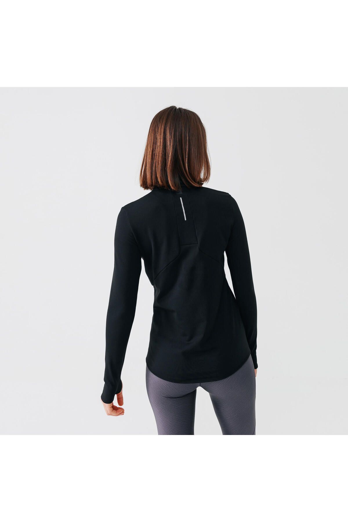 Decathlon Kadın Uzun Kollu Koşu Tişörtü - Siyah - Warm