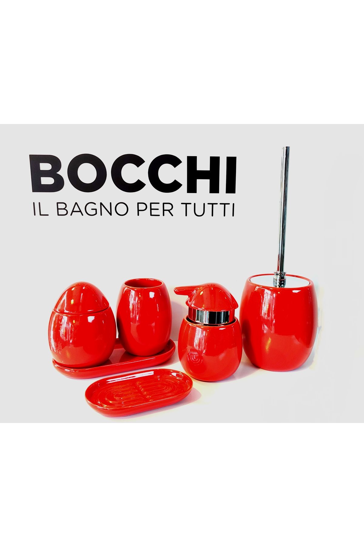 Bocchi UOVO 3023-019 6lı Banyo Seti Parlak Kırmızı