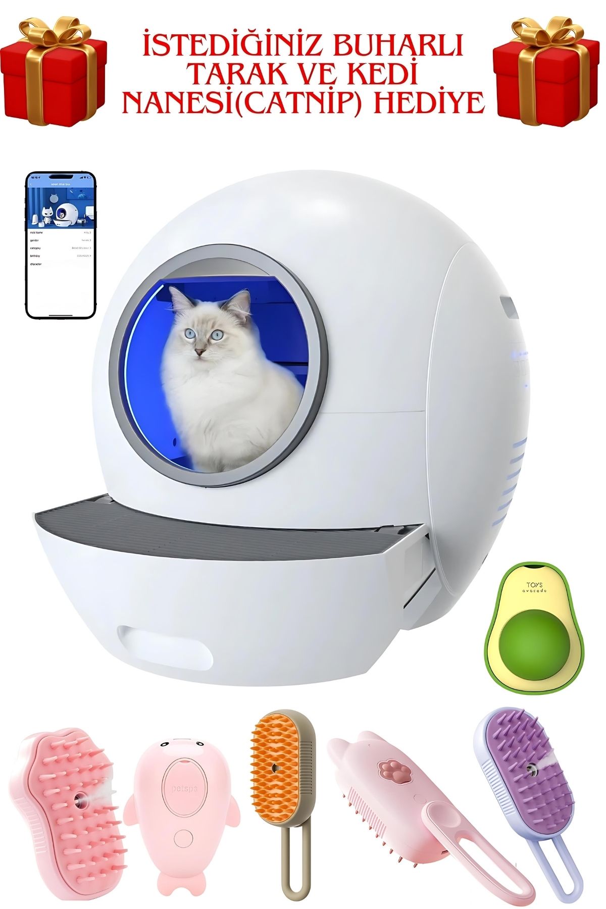 justie pet ELS PET Smart Pro Akıllı Full Otomatik Kedi Tuvaleti, App Kontrol, UV Temizleme