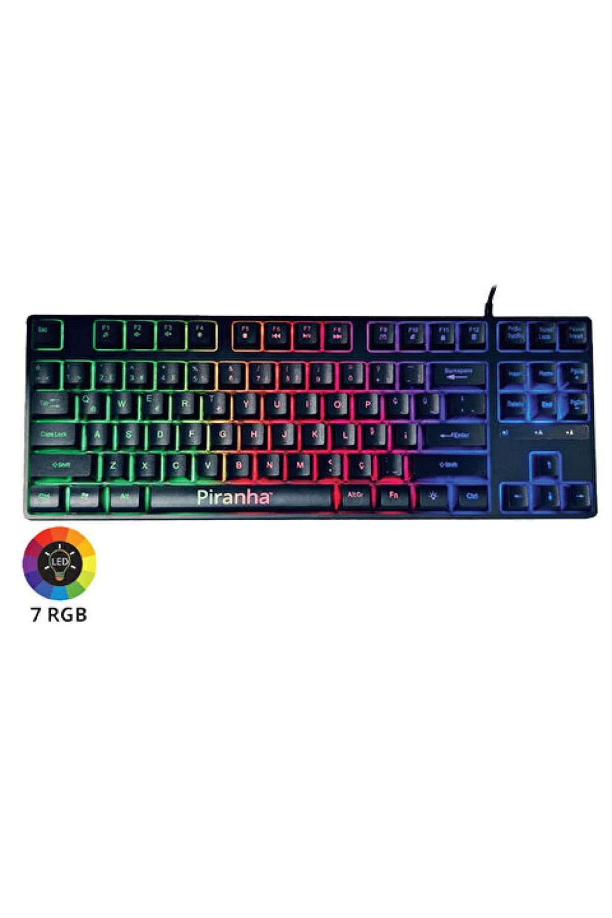 Piranha 2350 RGB Oyuncu Klavyesi USB bağlantılı Ambiyans Işıklı Türkçe Q Klavye 500 Hz Gaming Keyboard