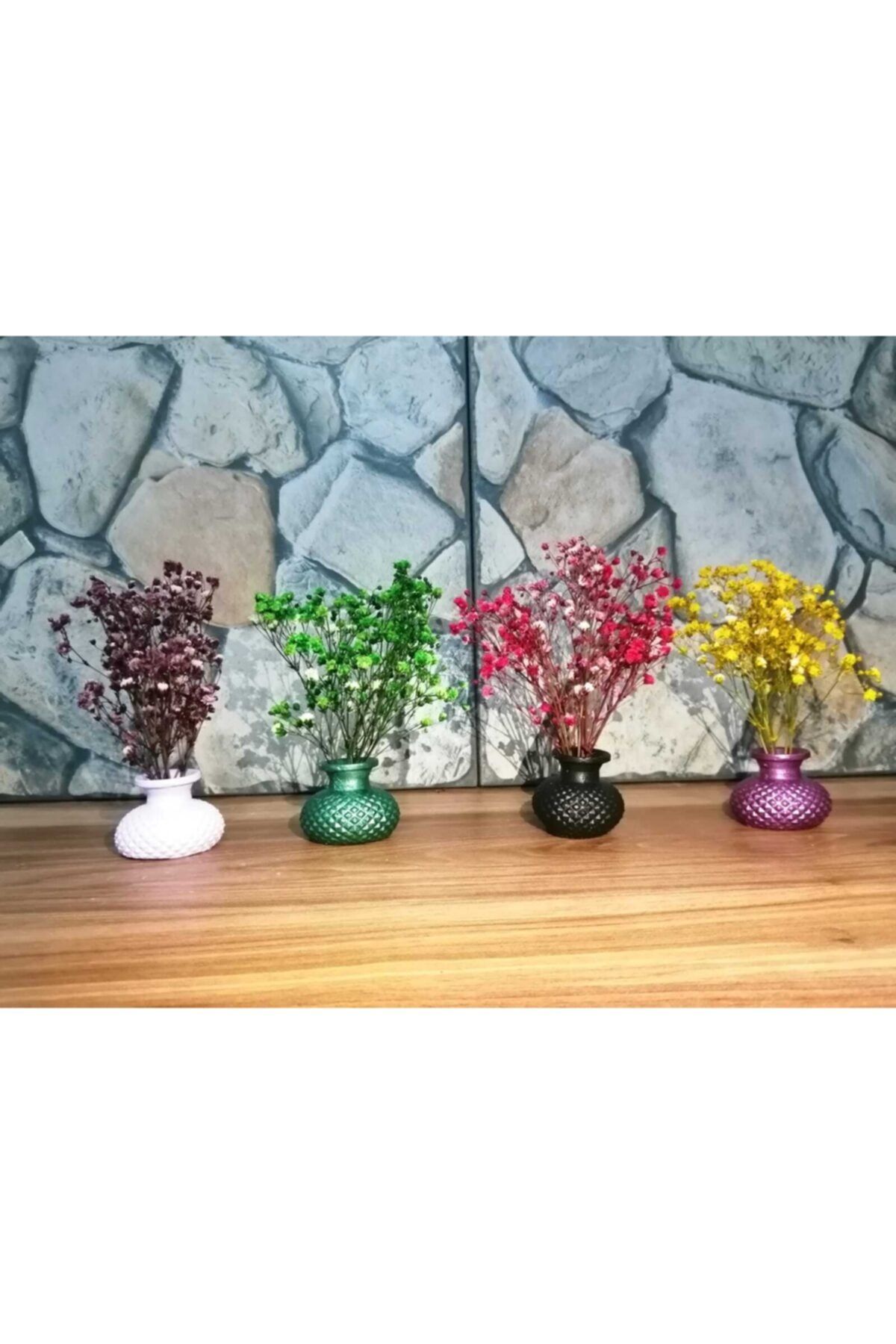 MevaDesing Sunumluk Vazo Takımı 4 Adet Ve Çiçekleri